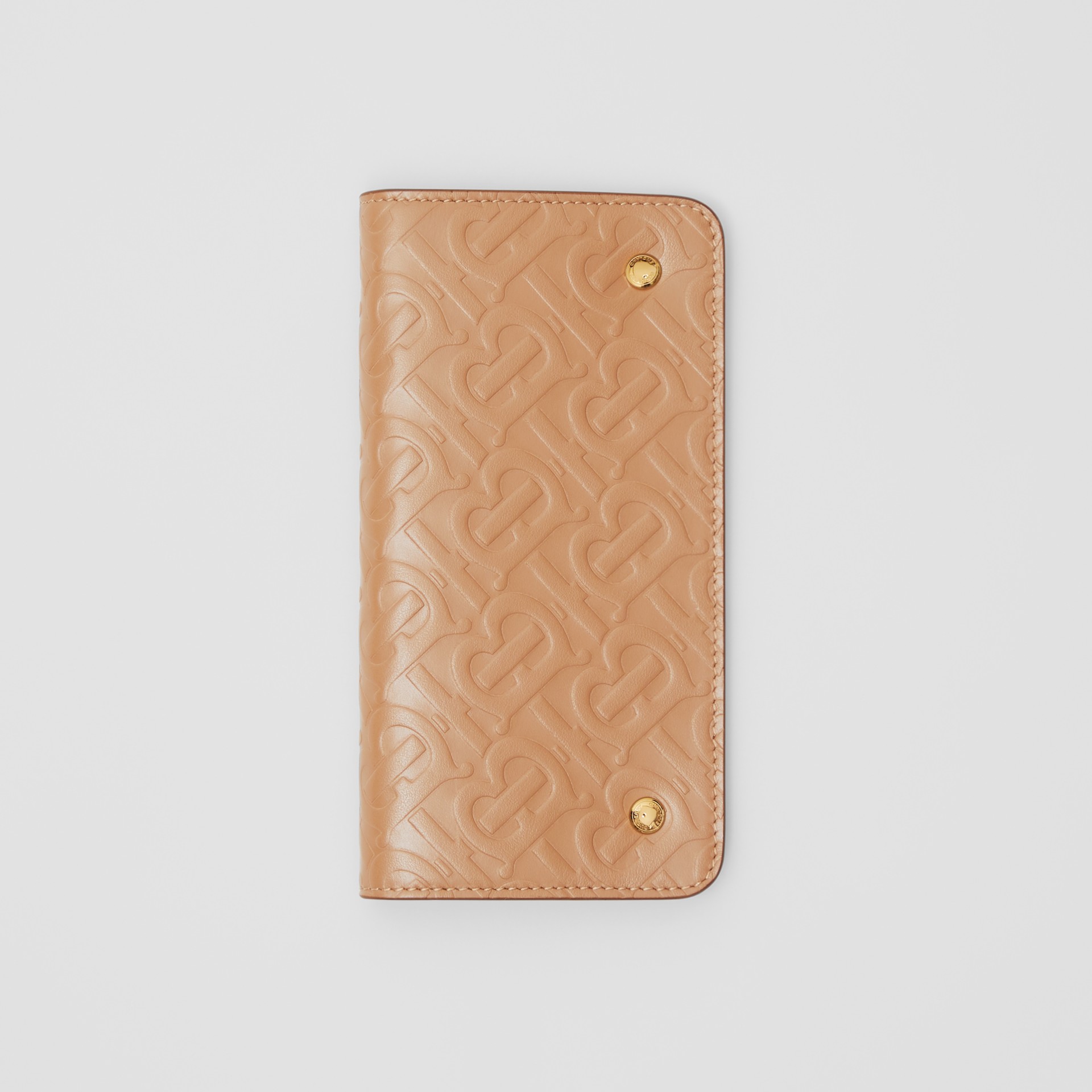 Monogram Leather Phone Wallet in Light Camel | Burberry Australia