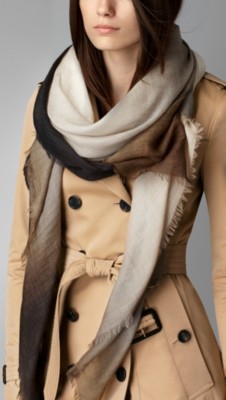 ombre print cashmere scarf