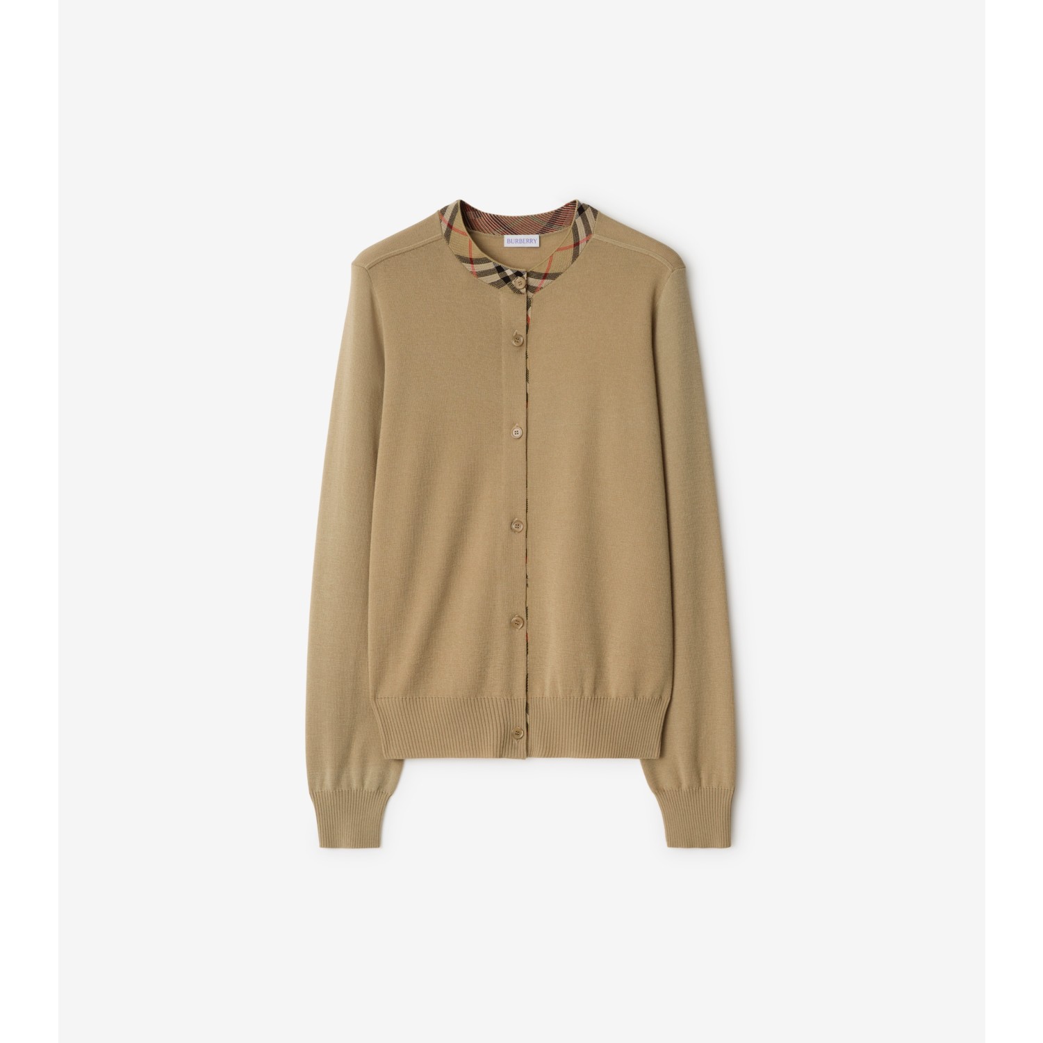 BURBERRY メリノウール カーディガン アイコンストライプ M 【美品】 ウールカーディガン (フラックスベージュ) - ウィメンズ, ウール