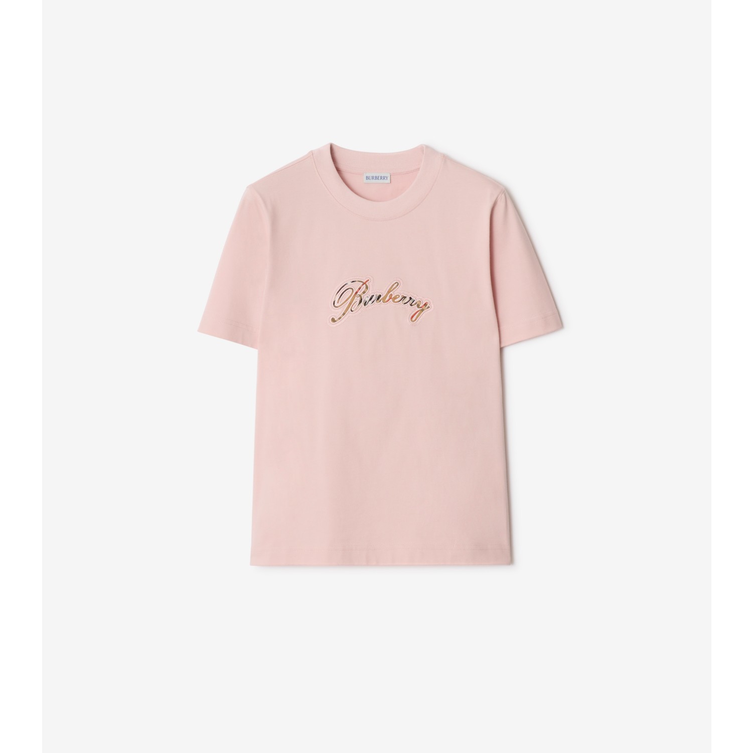 Baumwoll-T-Shirt mit kursivem Logo in Check