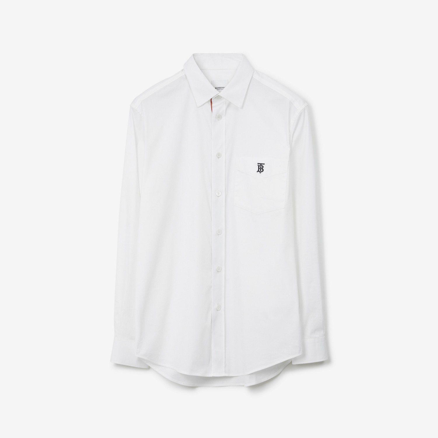 Camisa de algodão tecnológico com monograma (Branco) - Homens | Burberry® oficial