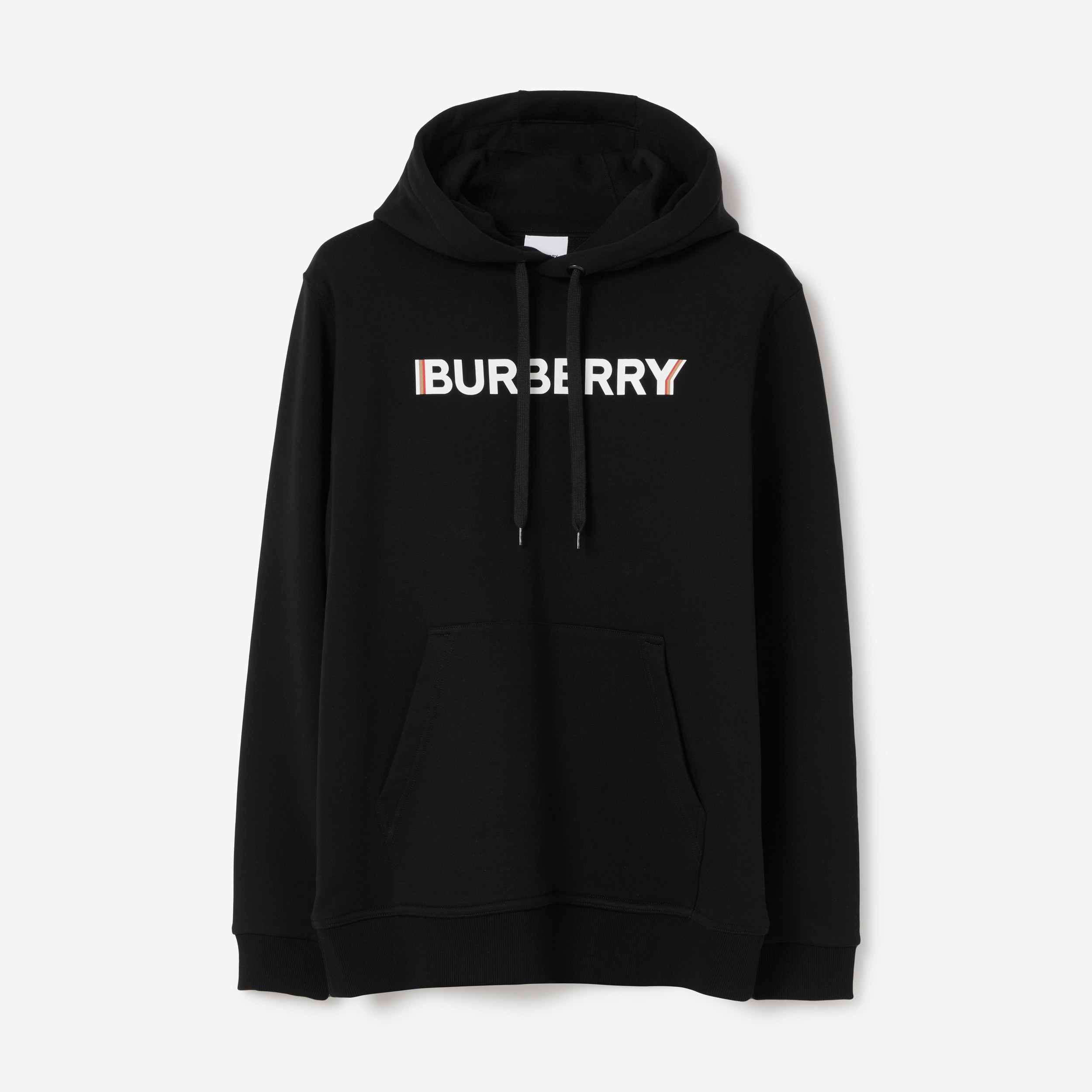 Logo Print Cotton Hoodie in Black - Men | Burberry® Official - 1