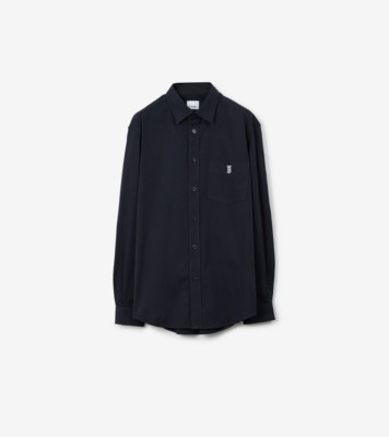 Stretch Cotton Blend Shirt in Navy - Men | Burberry® Official