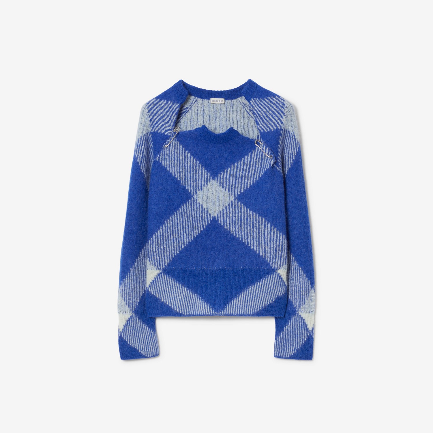 Check Alpaca Wool Blend Sweater in Knight - Women | Burberry® Official