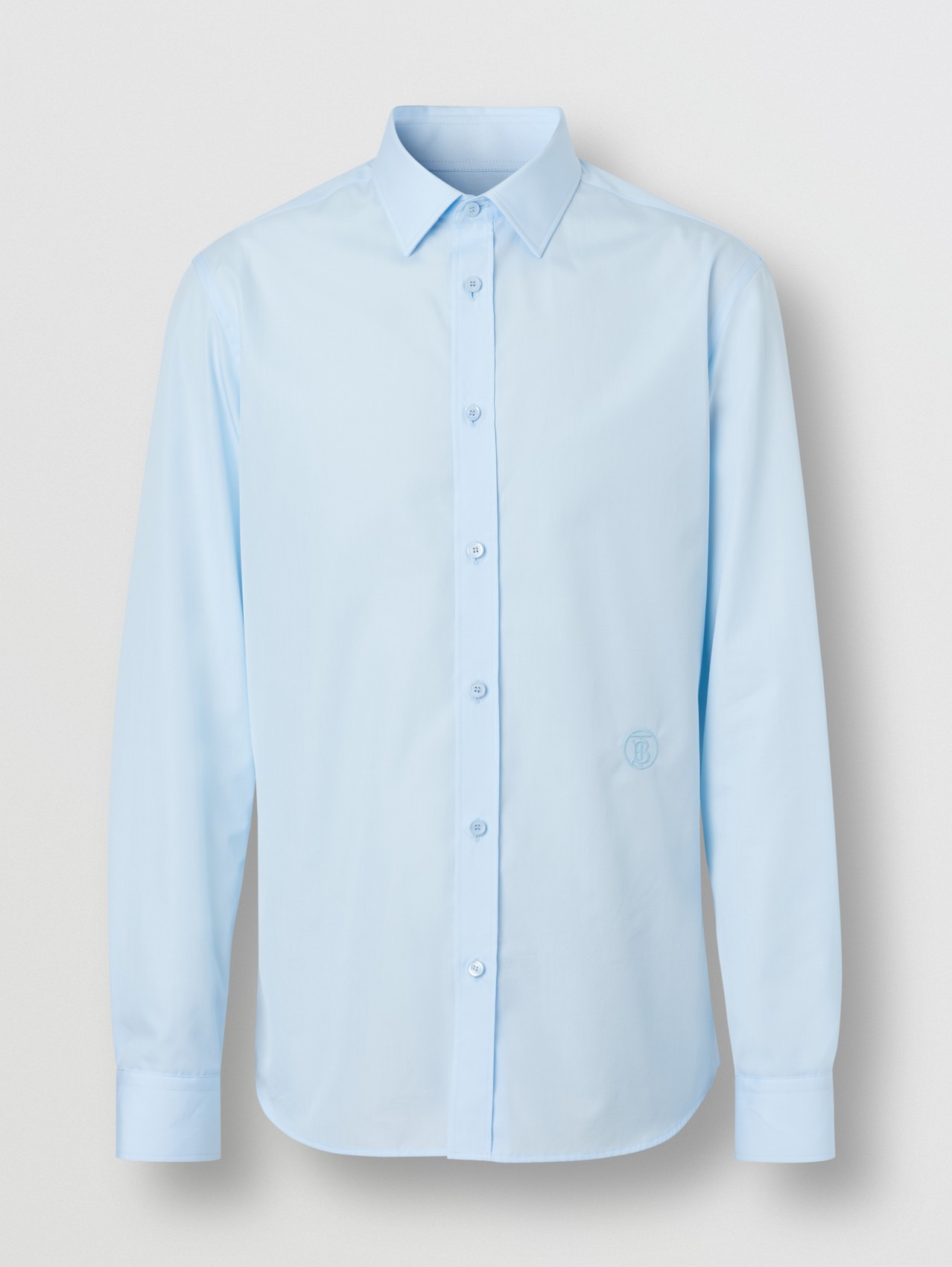 Camisa de popeline de algodão com monograma e corte slim in Azul Claro