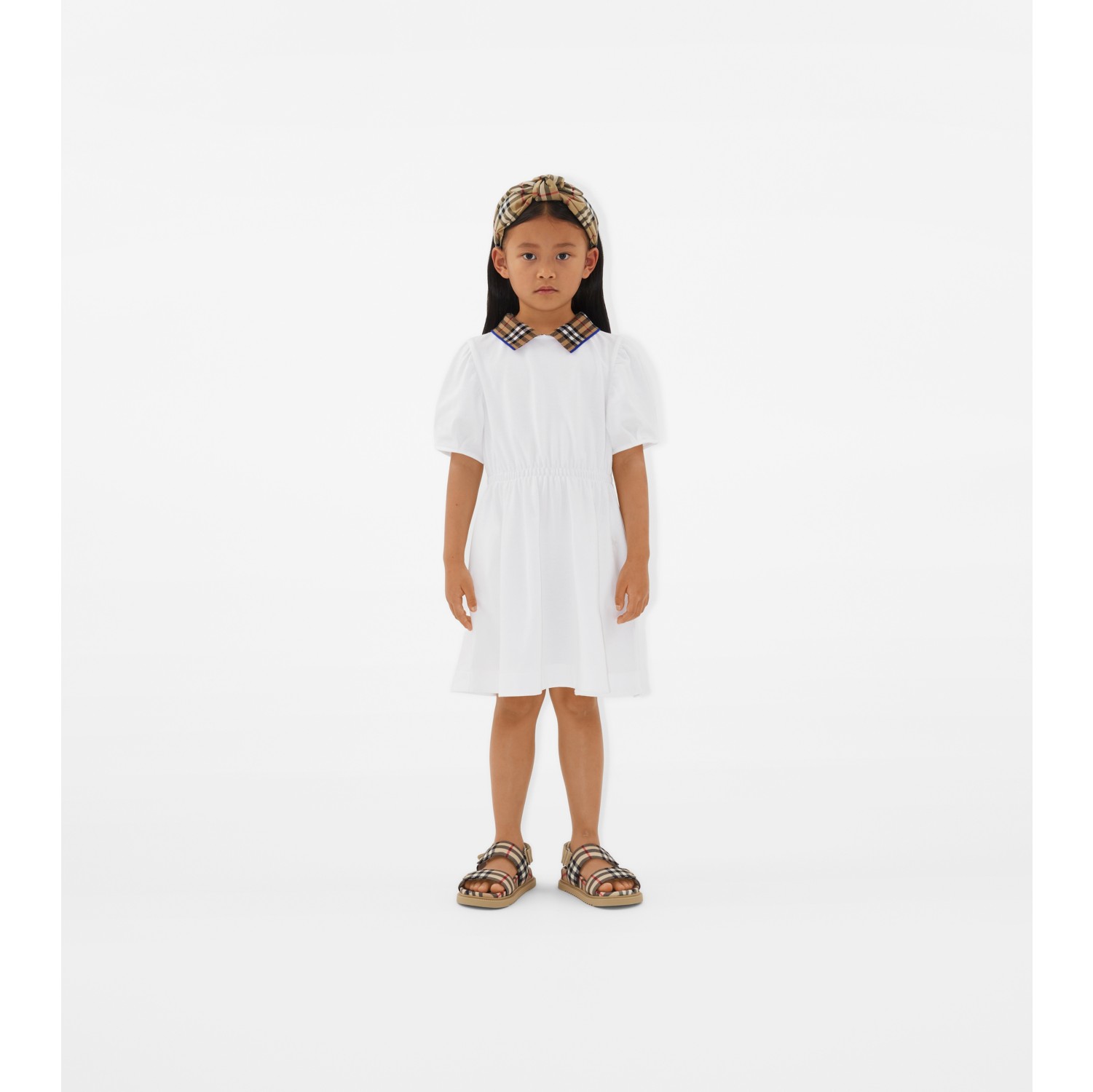 Check Collar Cotton Polo Shirt Dress