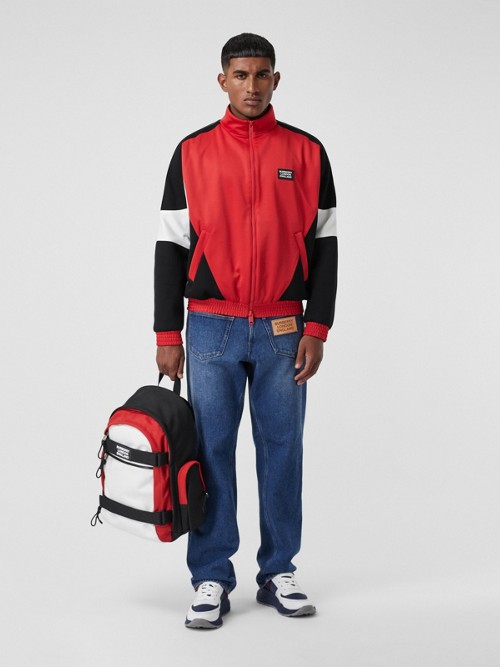 BURBERRY Logo Appliqué Jersey and Neoprene Track Top