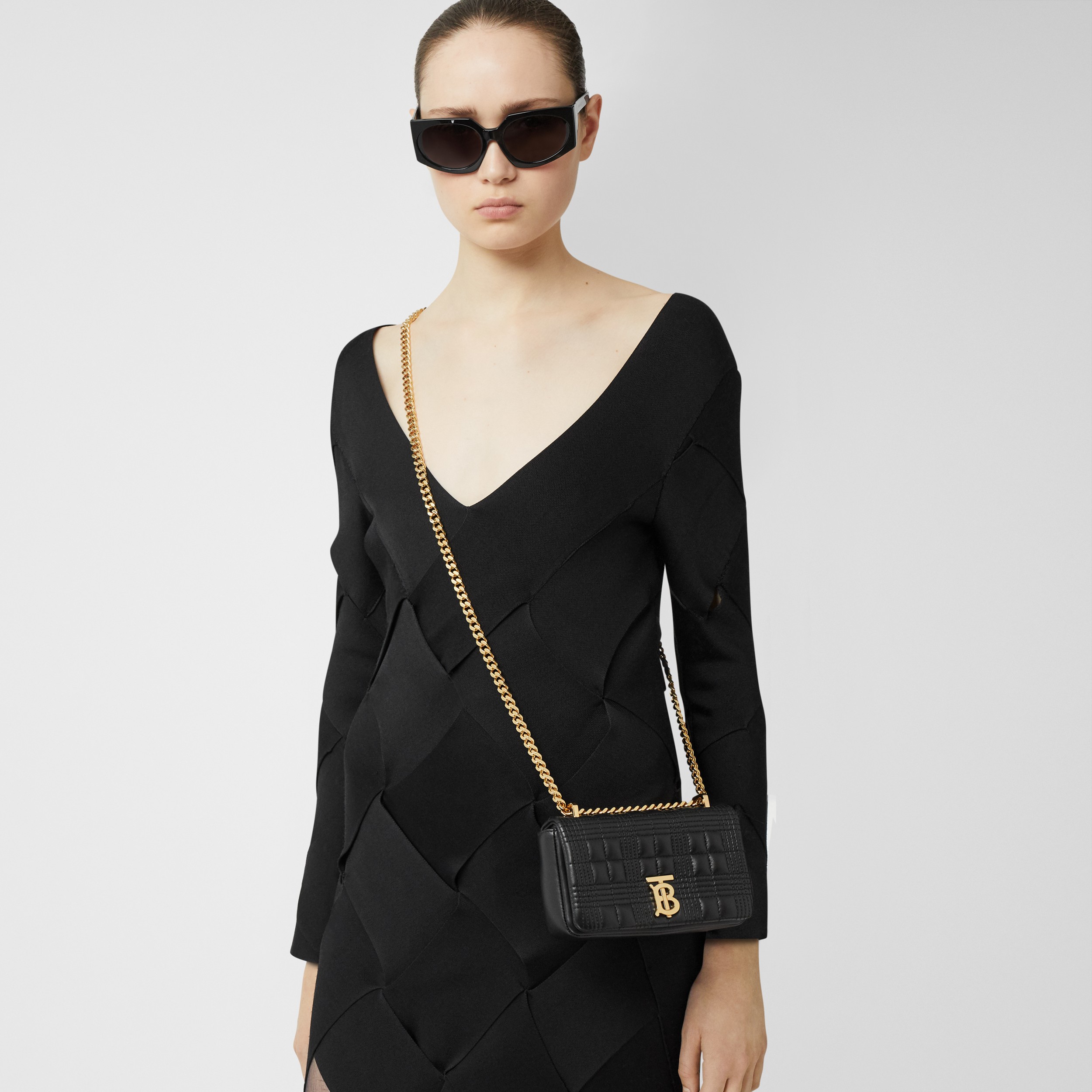 Mini Quilted Lambskin Lola Bag in Black/light Gold - Women | Burberry® Official