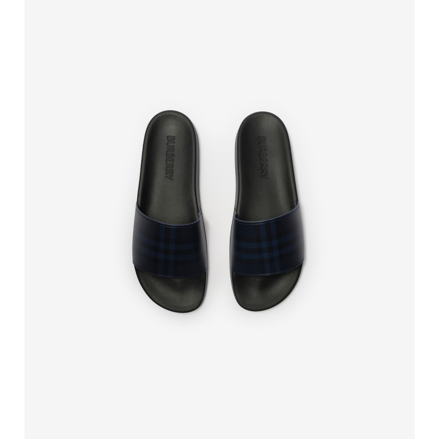 Check Slides in Navy - Men | Burberry® Official