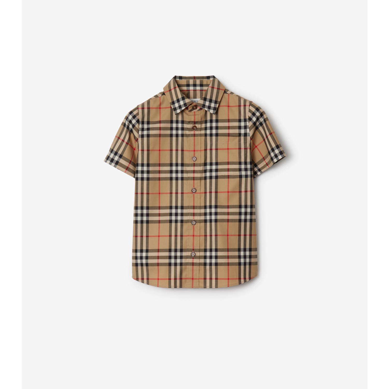 Check stretch store cotton shirt