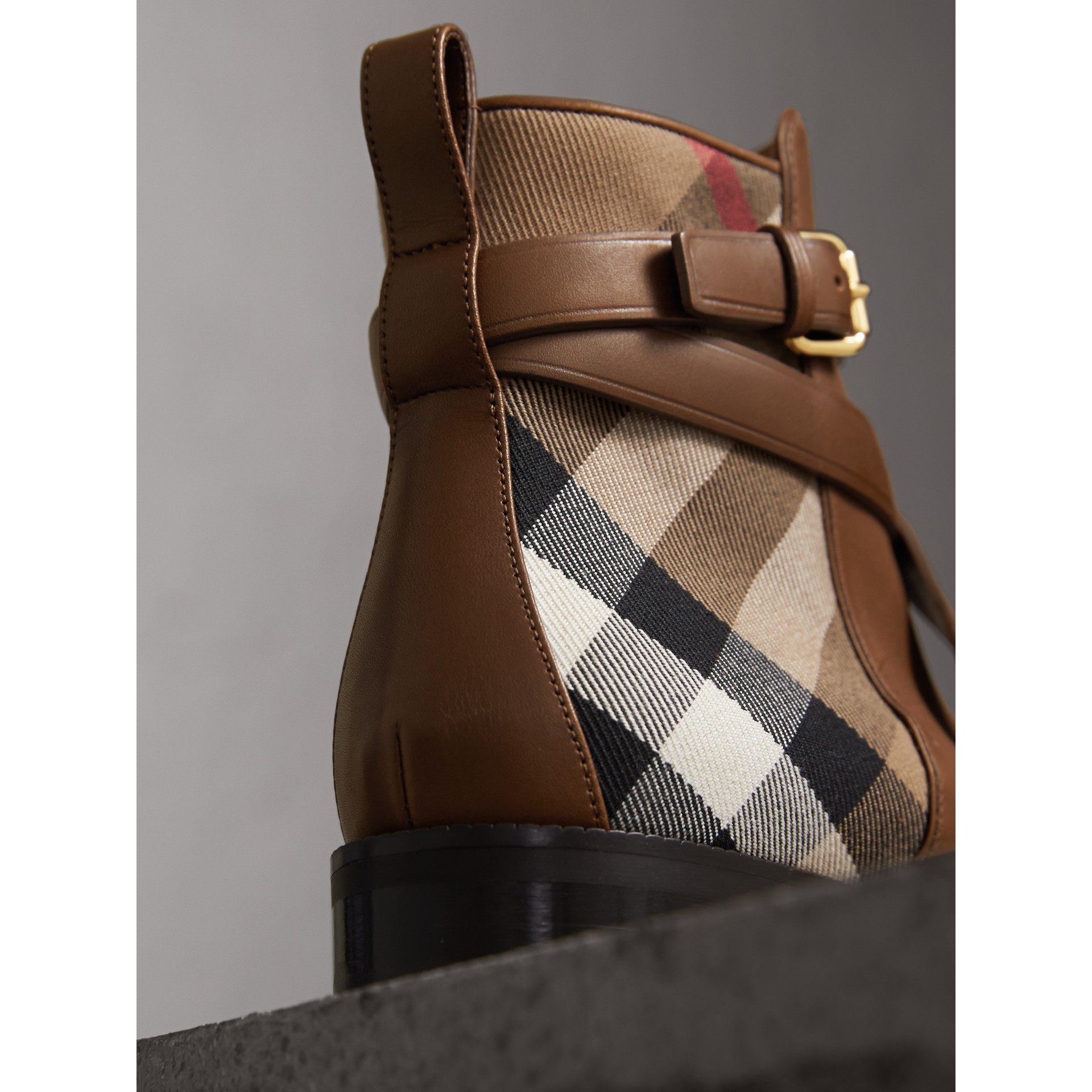 burberry house check leather bootie