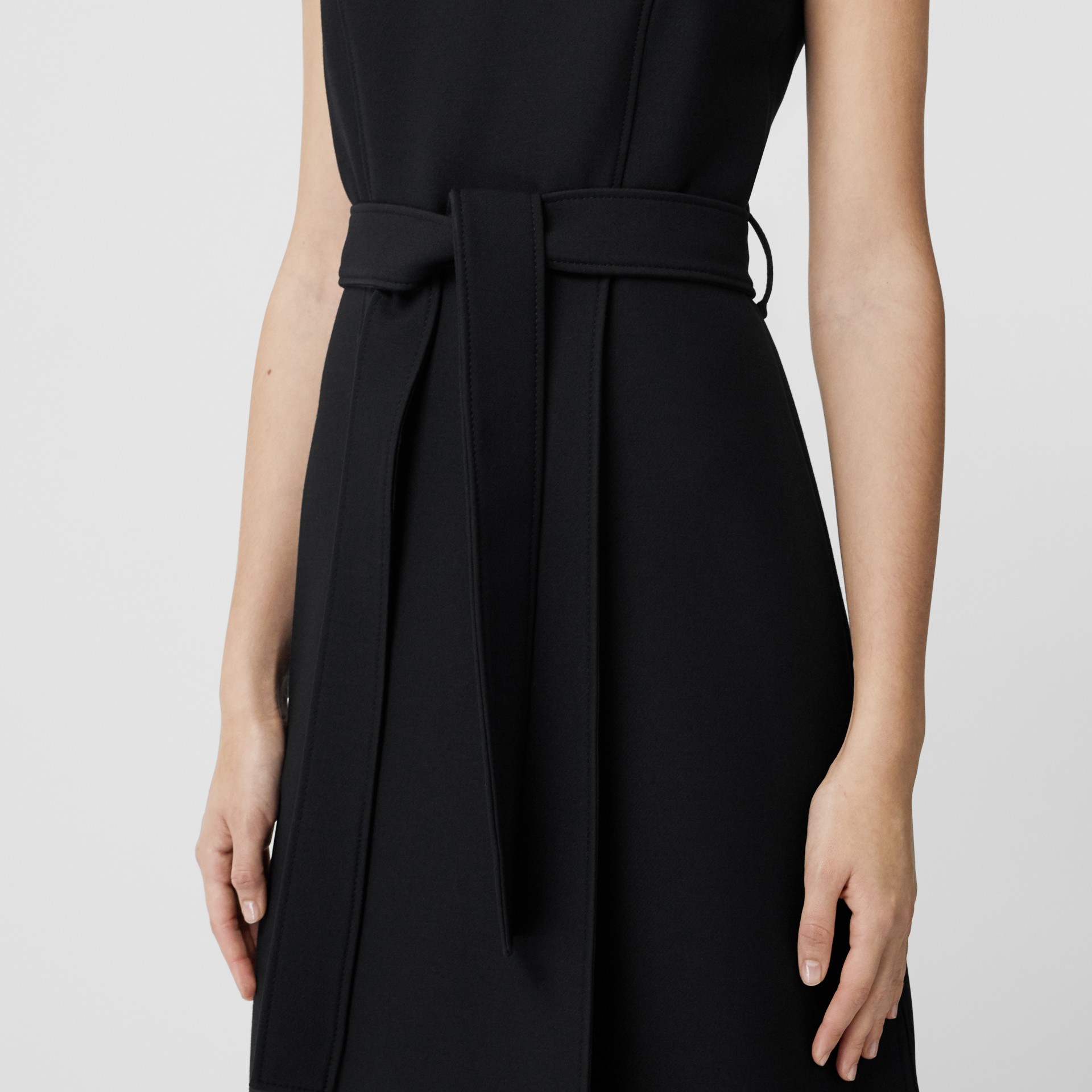Wool Silk Belted Dress in Black - Women | Burberry United States