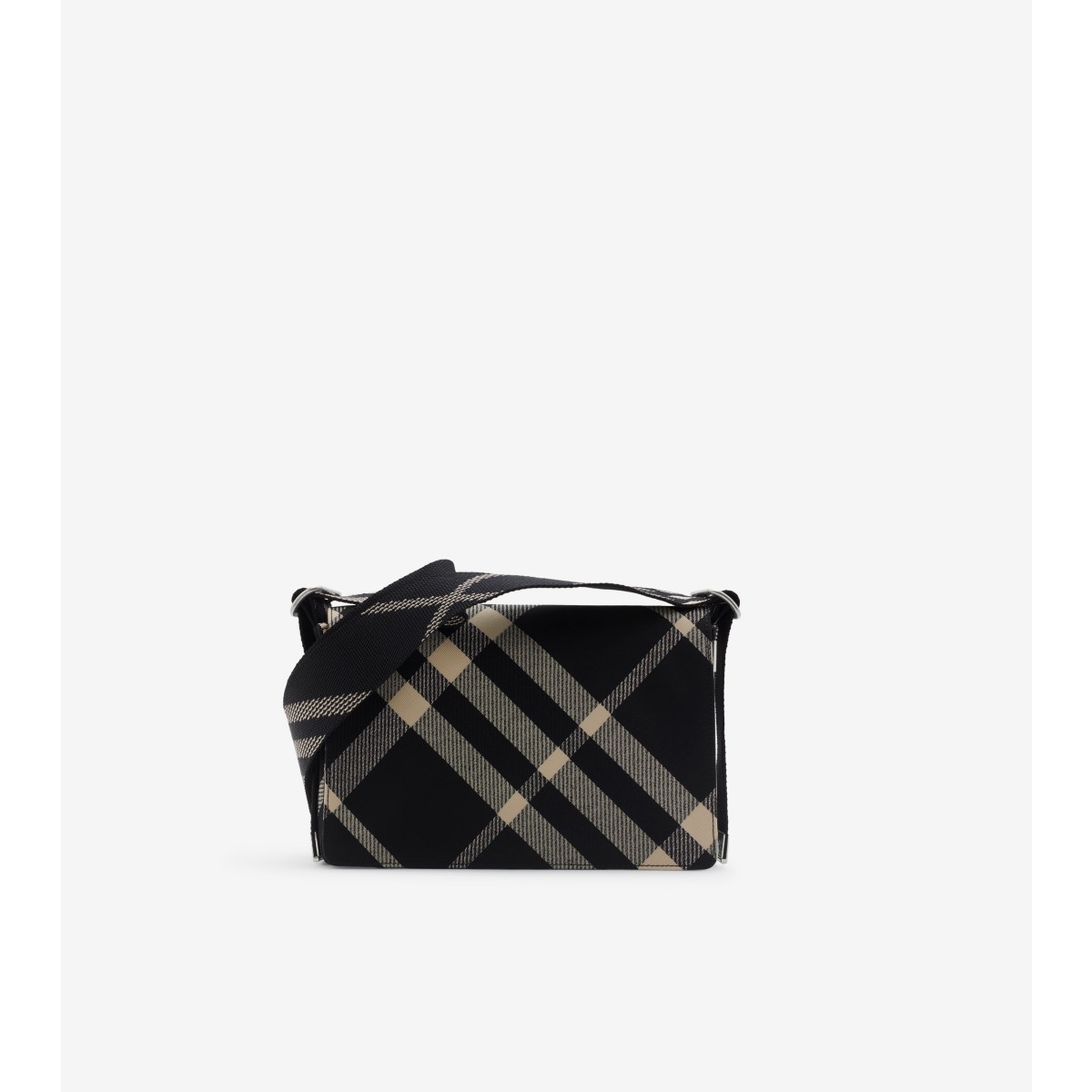 Shop Burberry Trench Crossbody Bag In Black/calico