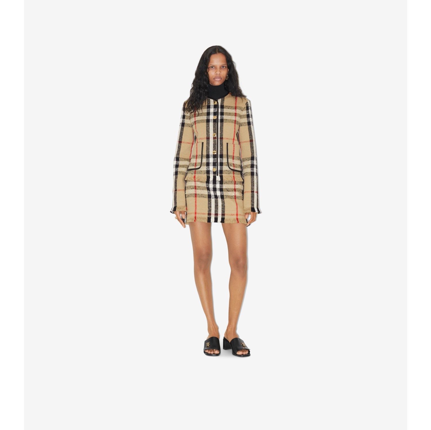 Burberry check store jacket women's