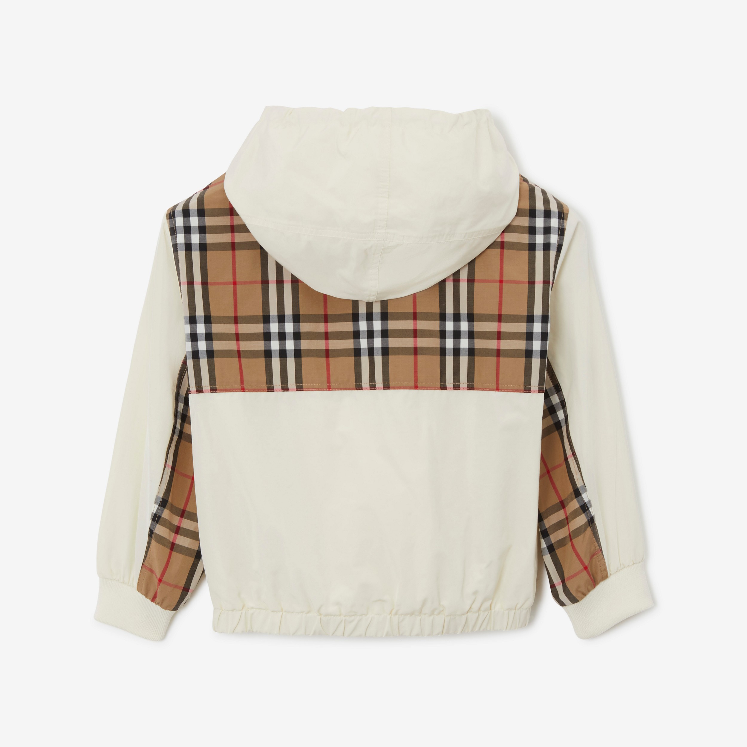 Jaqueta de algodão com recorte em Check e capuz (Creme Claro) | Burberry® oficial - 2