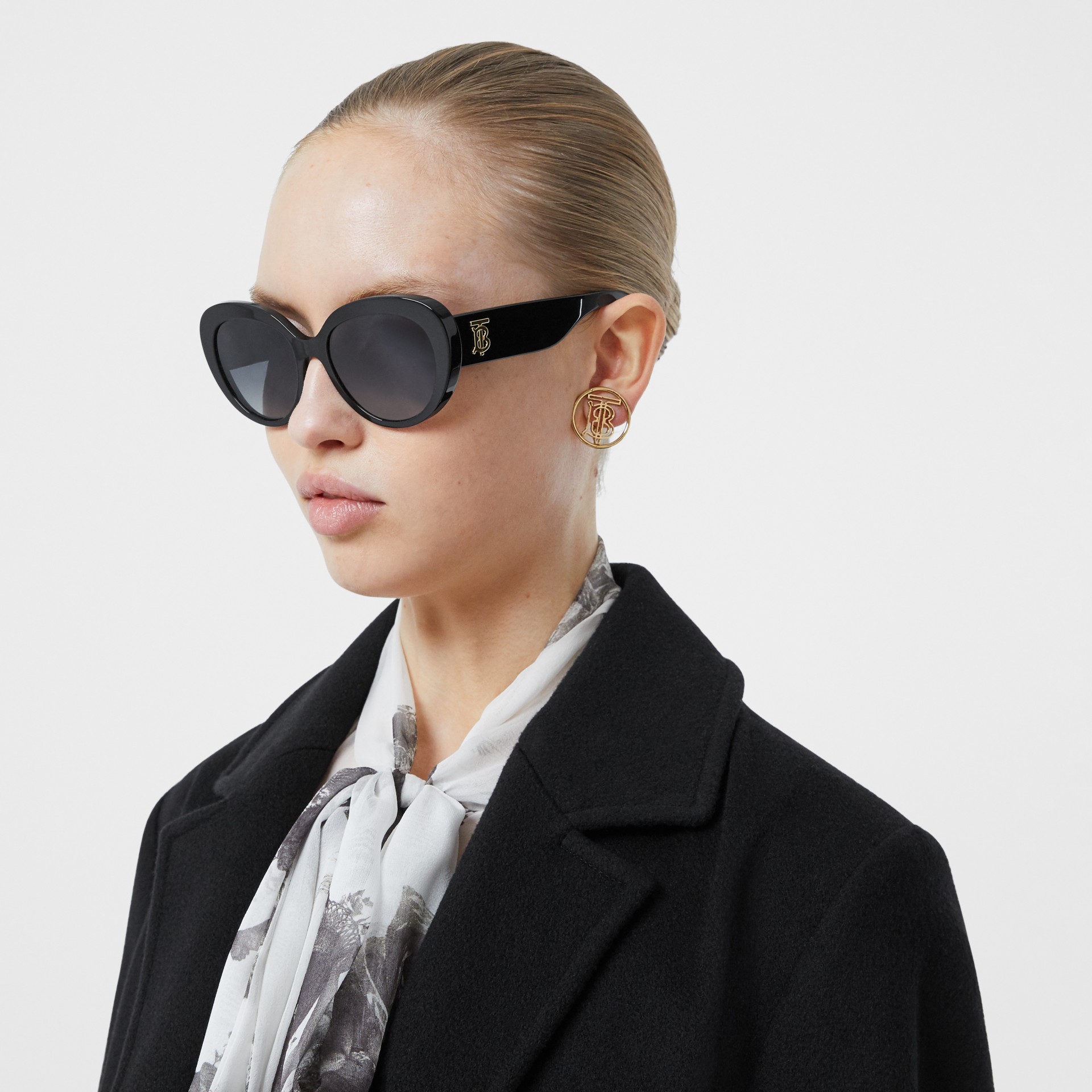 Monogram Motif Cat  eye Frame Sunglasses in Black Women 