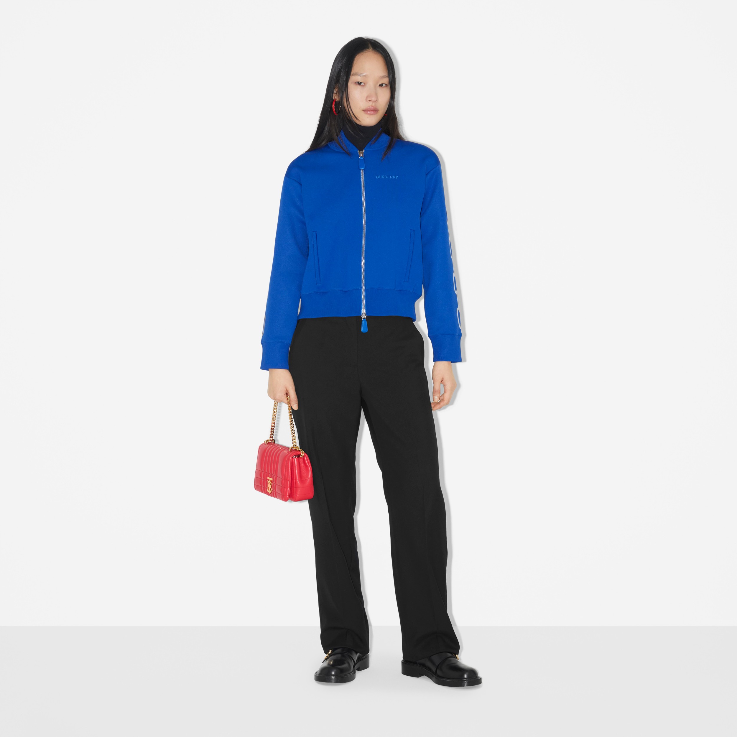 Chain Print Viscose Blend Bomber Jacket in True Cobalt - Women | Burberry® Official - 2