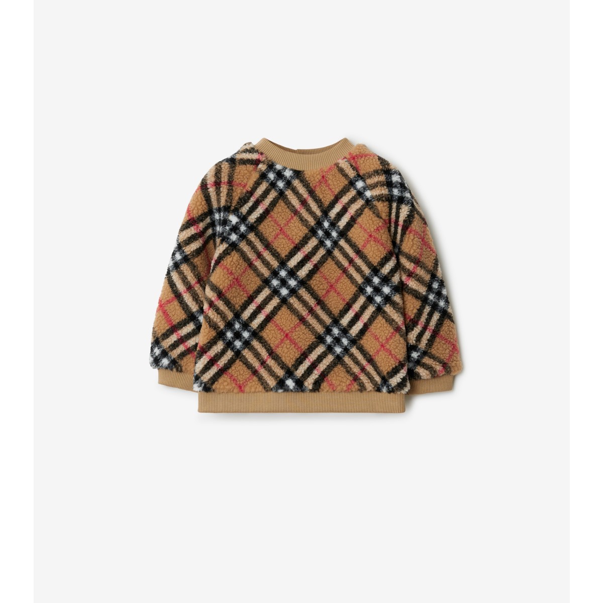 Shop Burberry Childrens Check Fleece Sweater In Archive Beige