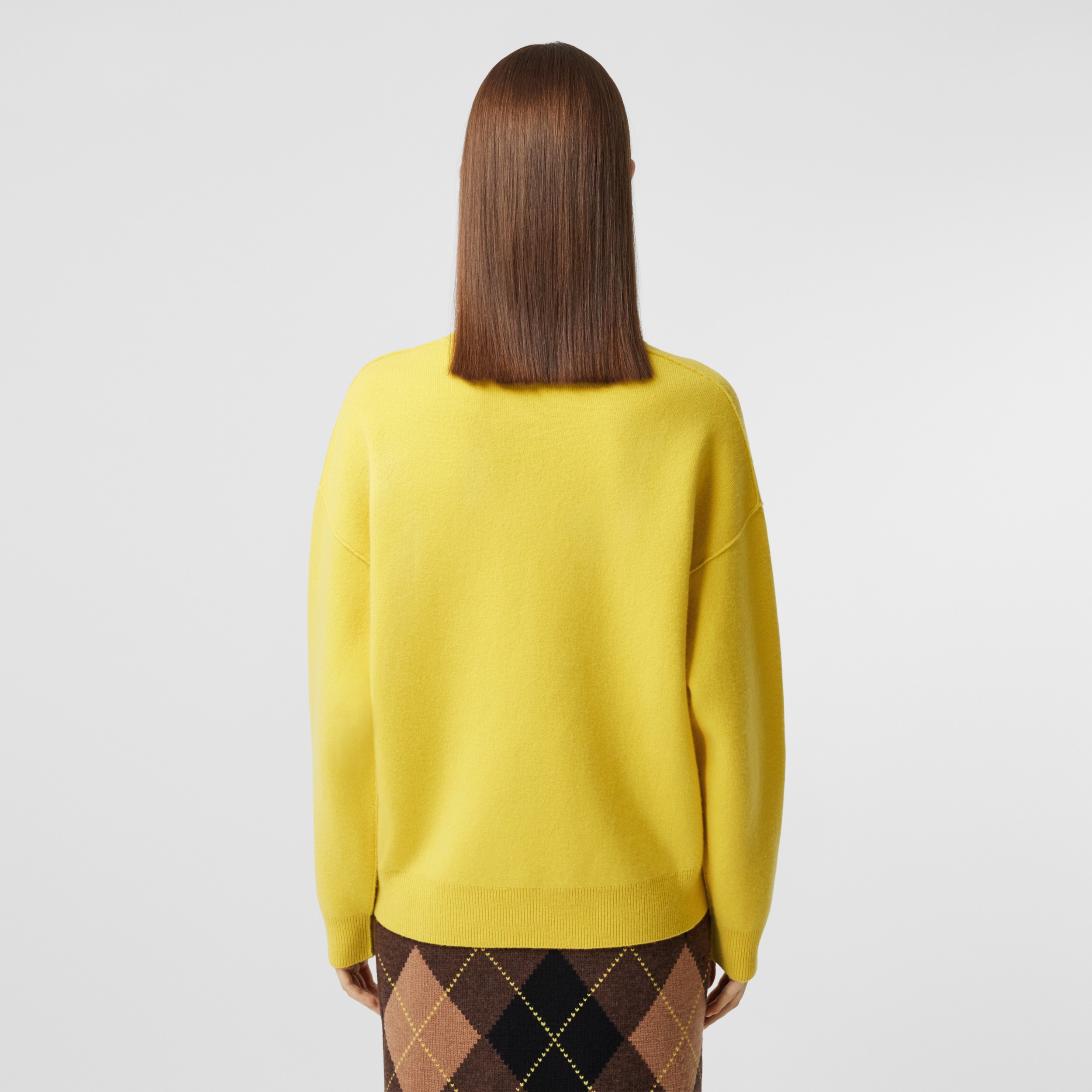 Monogram Motif Cashmere Blend Sweater in Bright Yellow Women Burberry United States