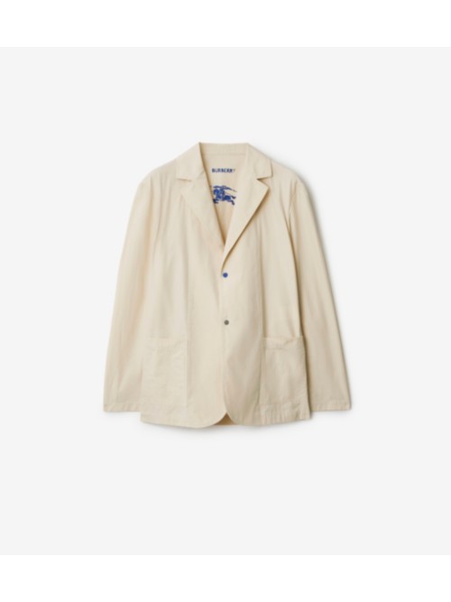 Shop Burberry Cotton Blend Tailored Jacket In Soap