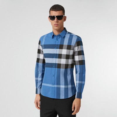 blue and black burberry shirt