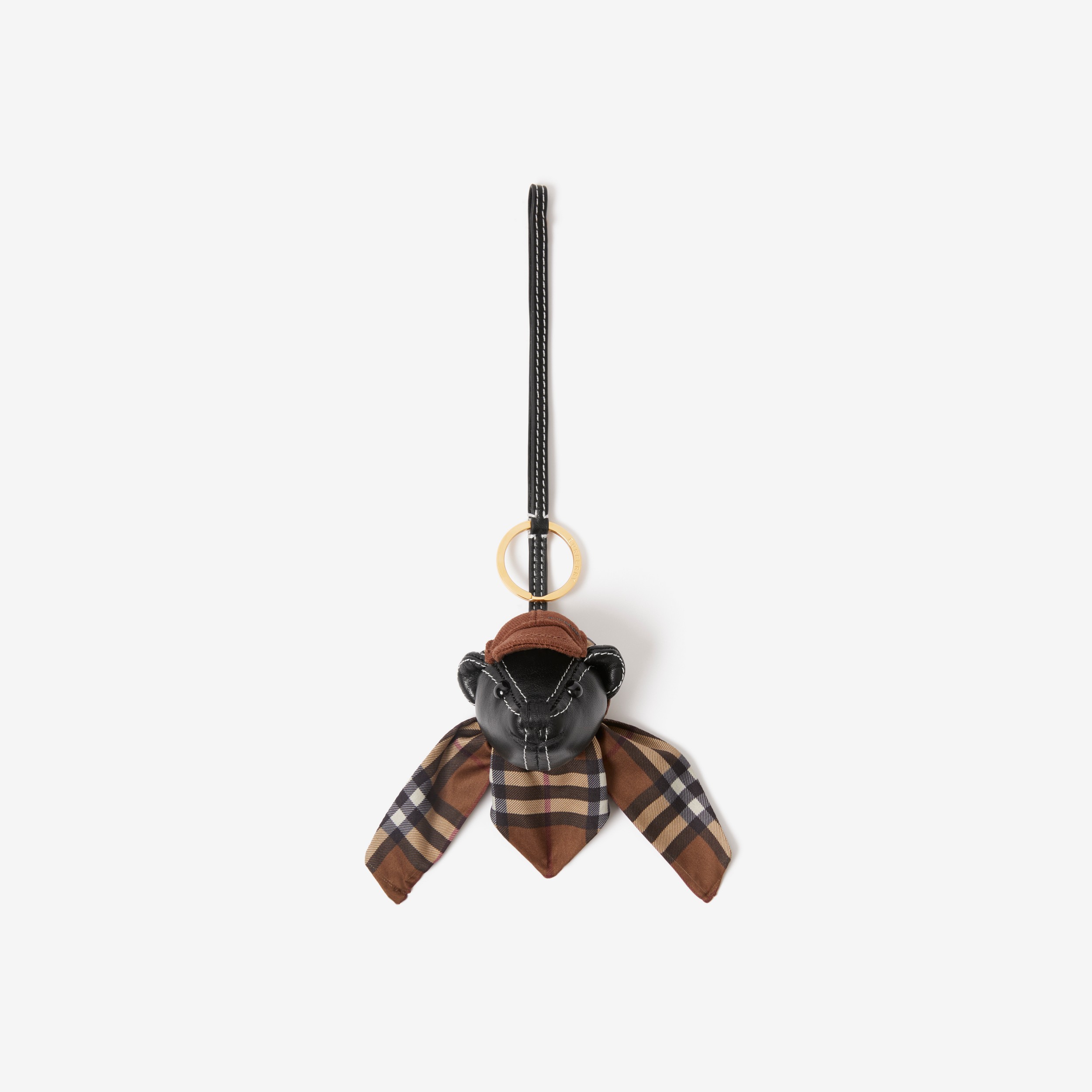 Porte-clés Thomas Bear en cuir avec casquette (Noir) - Femme | Site officiel Burberry® - 1