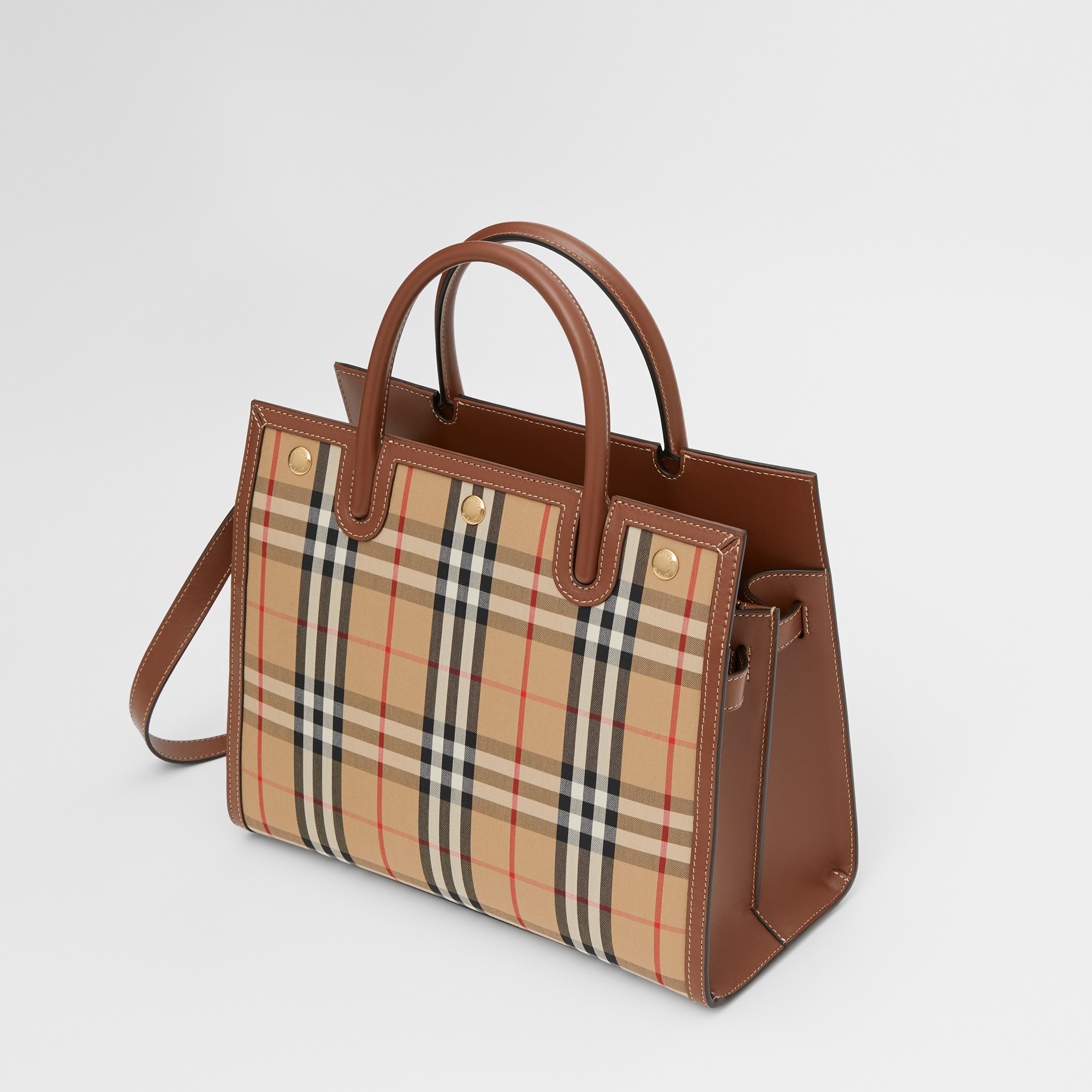 Vintage Check Two-handle Medium Title Bag in Archive Beige - Women | Burberry® Official - 4