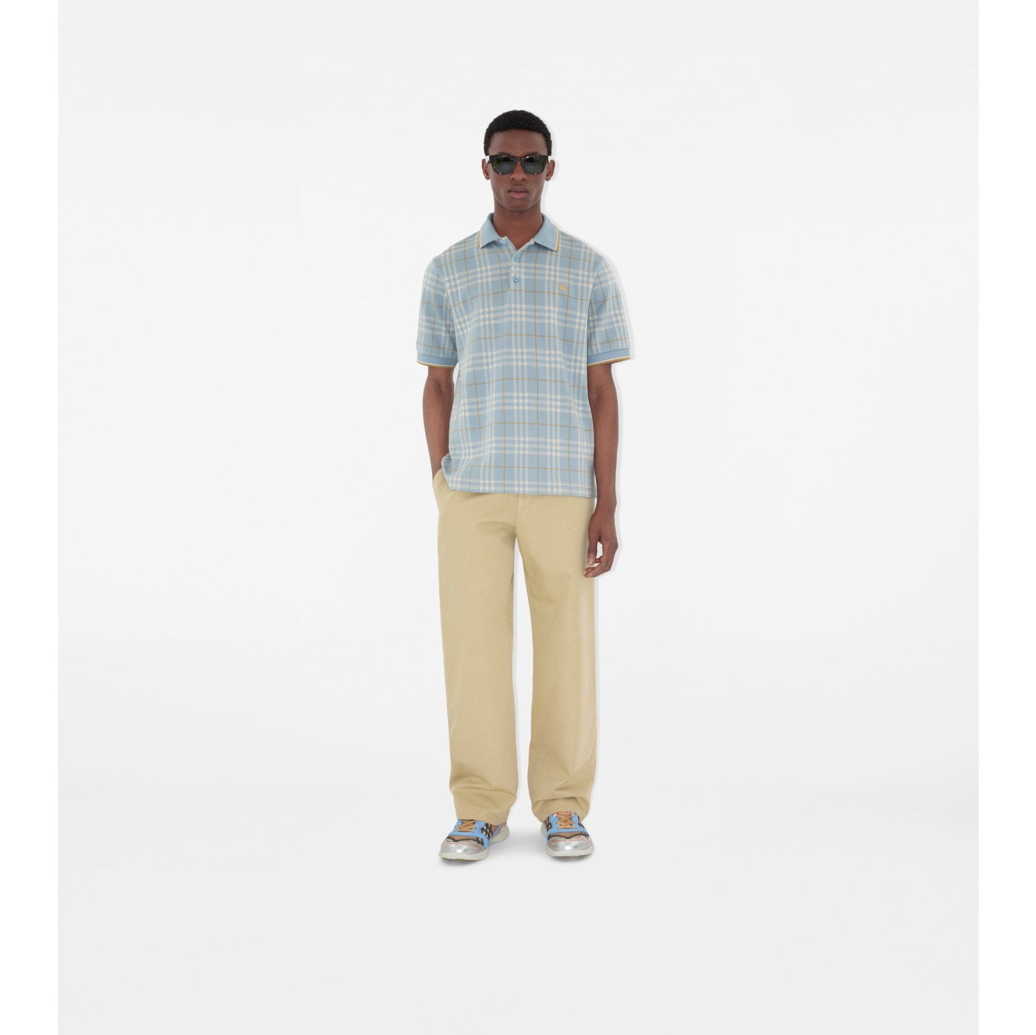 Baumwoll-Poloshirt in Check