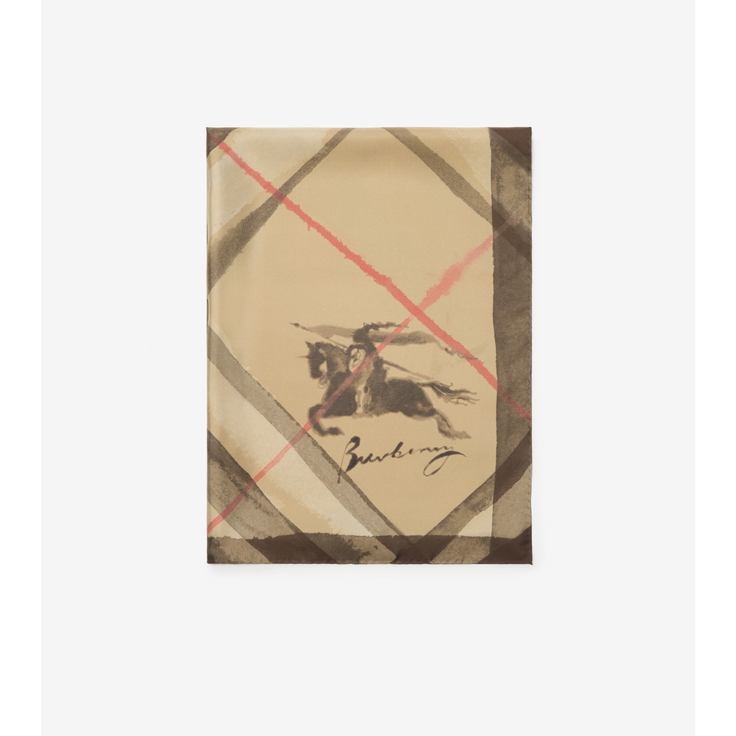 Wide Watercolour Check Silk Scarf