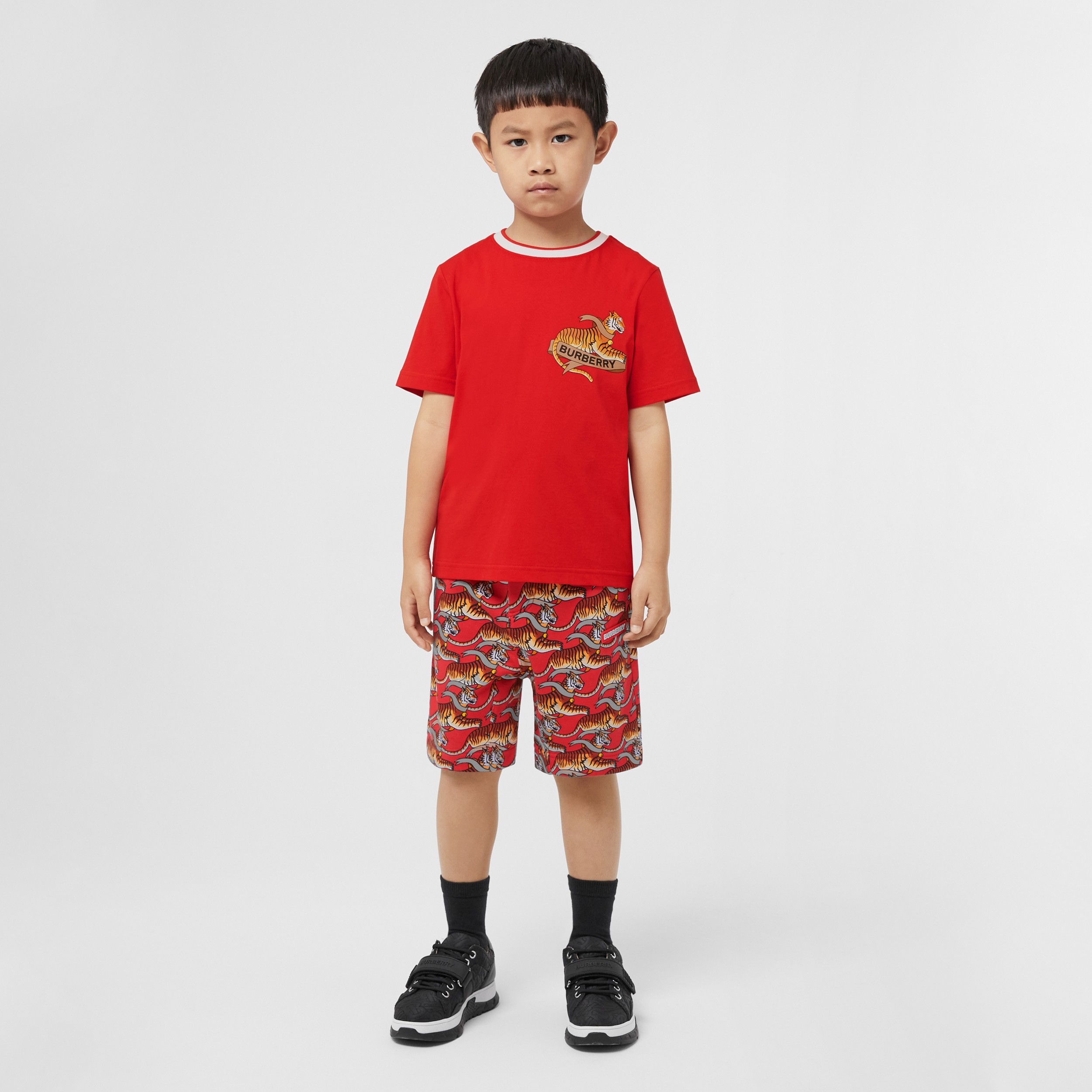 老虎图案棉质 T 恤衫 (亮红色) | Burberry® 博柏利官网 - 3