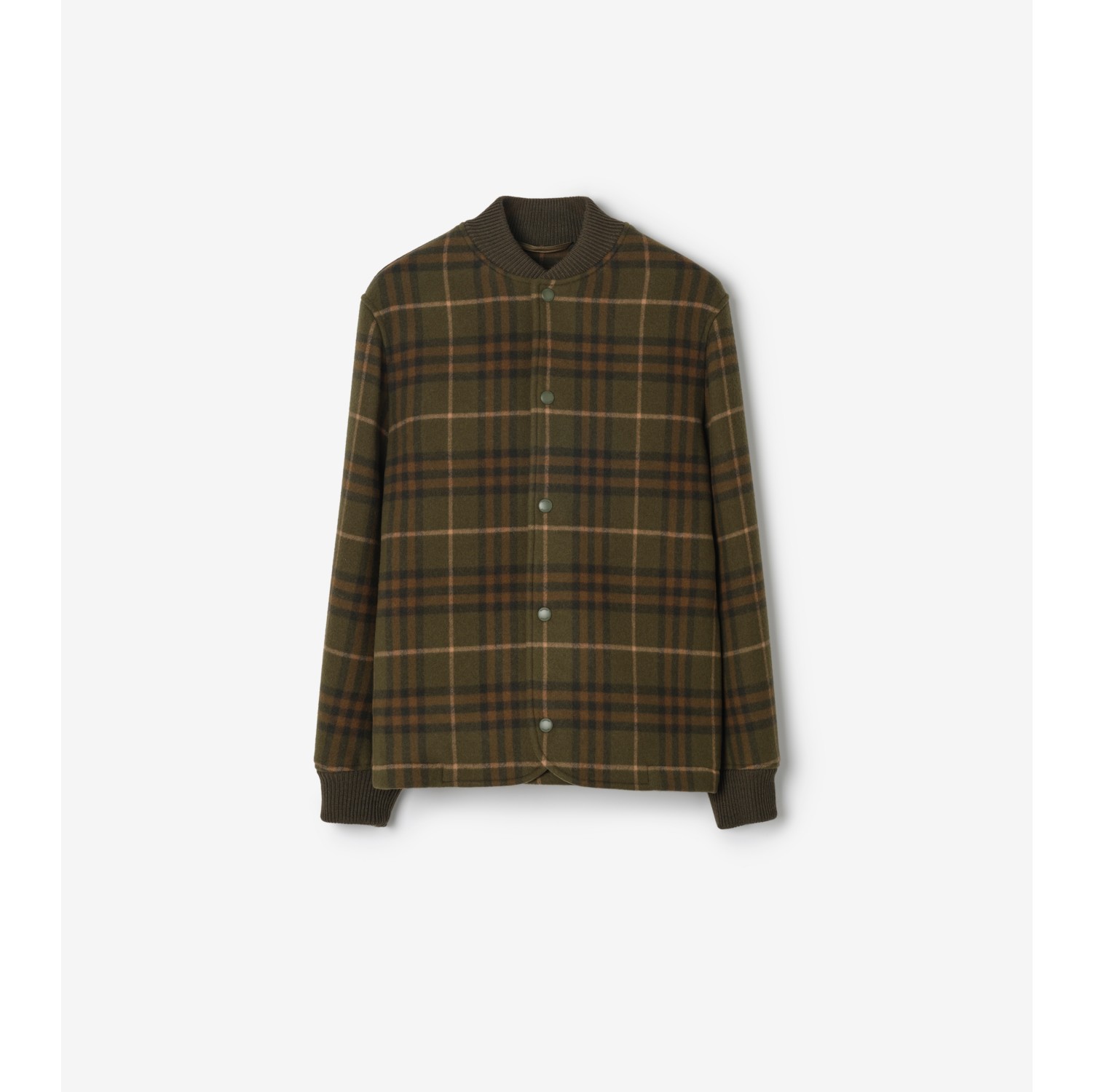 Check Wool Cashmere Bomber Jacket