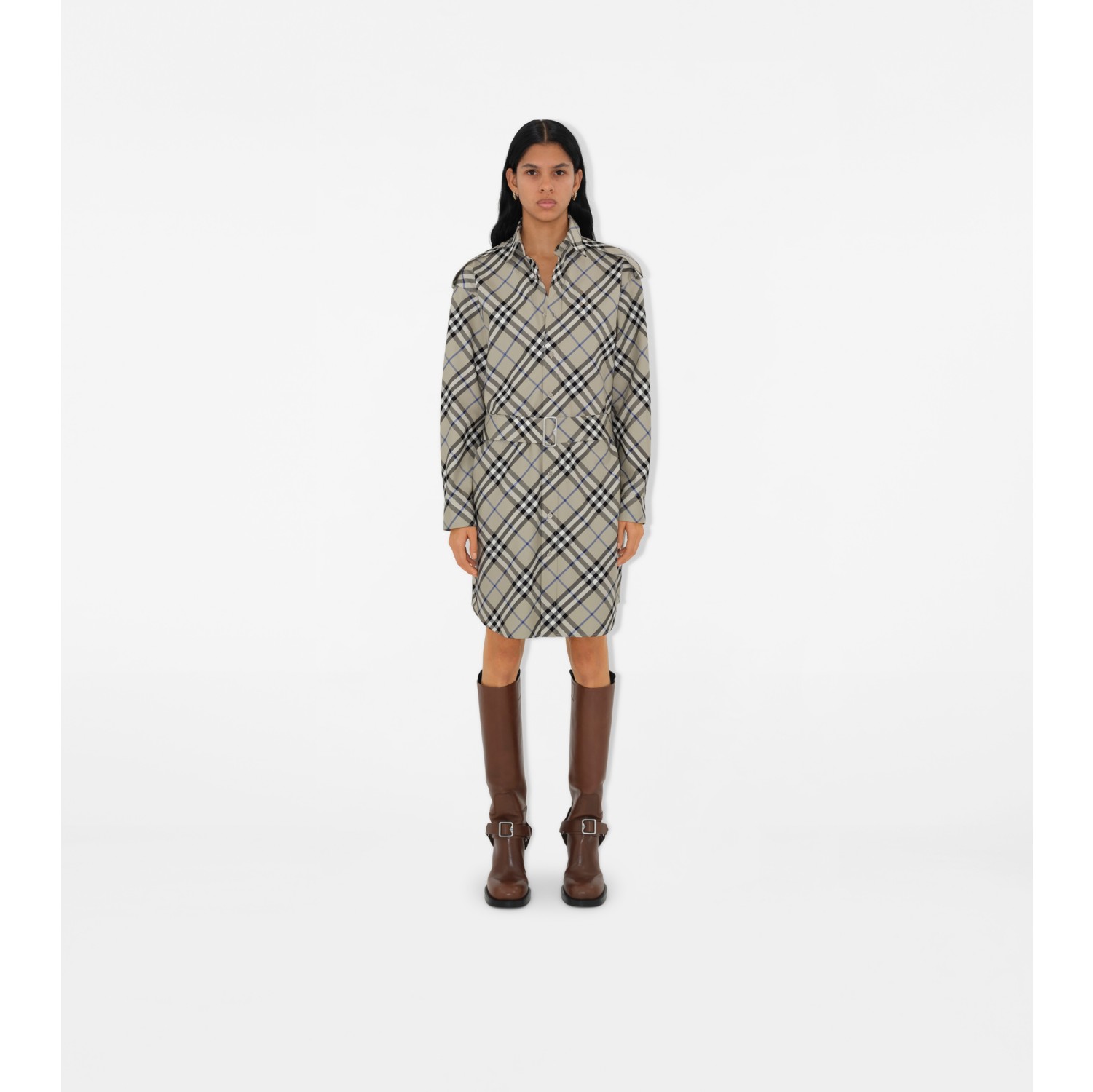 Check Cotton Shirt Dress