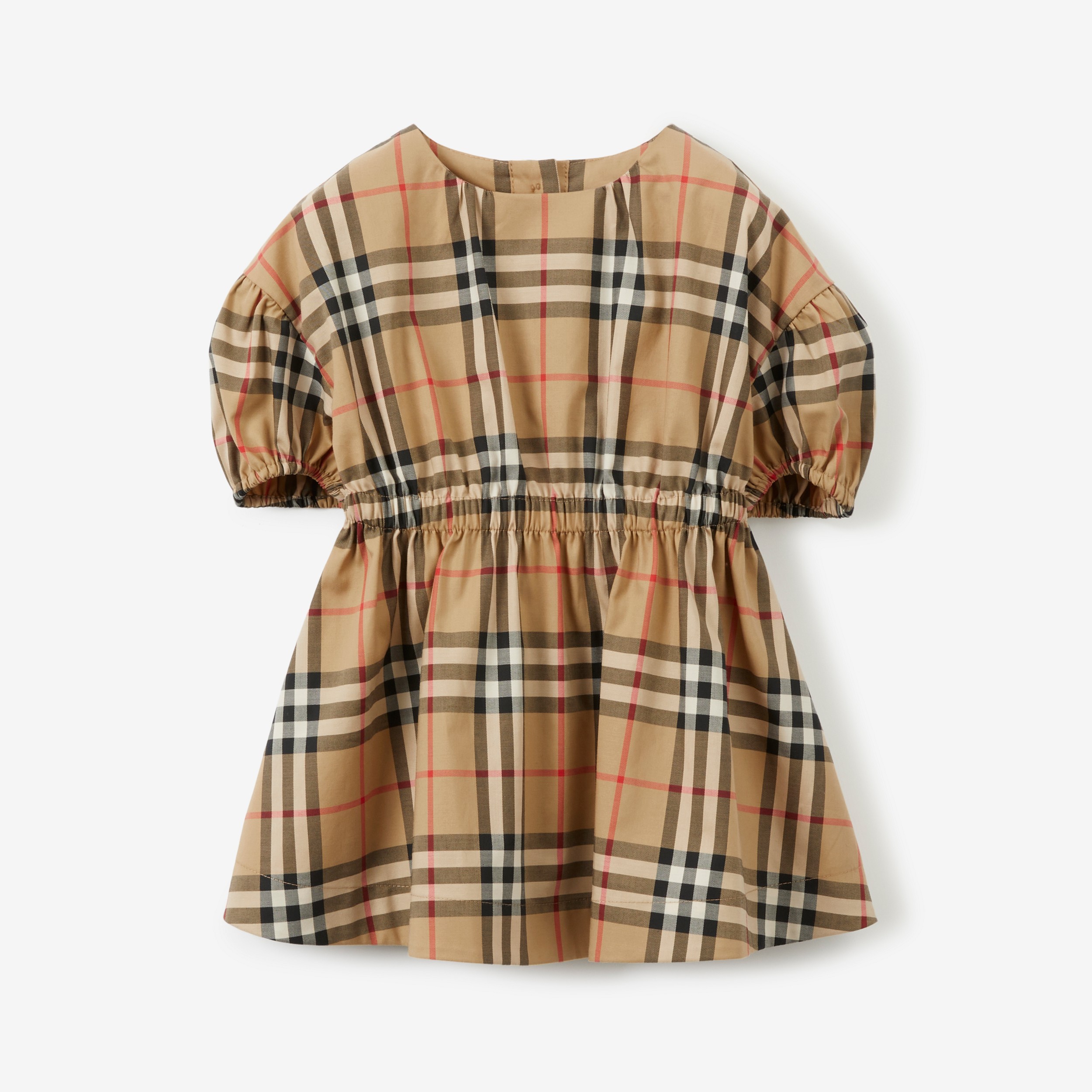 Check Stretch Cotton Dress in Archive Beige - Children | Burberry® Official - 1