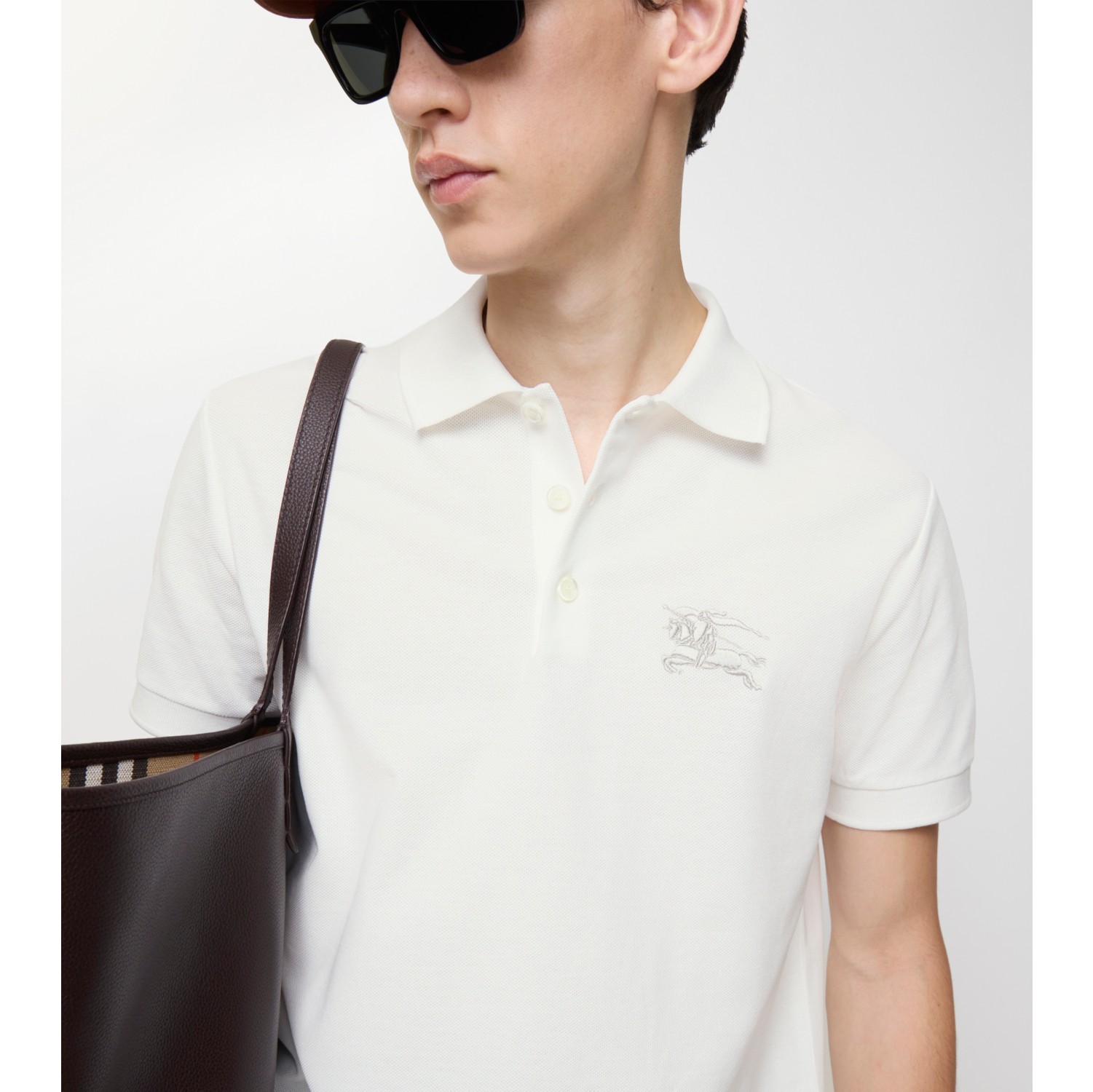 Metallic EKD Cotton Polo Shirt in Chalk white - Men | Burberry® Official