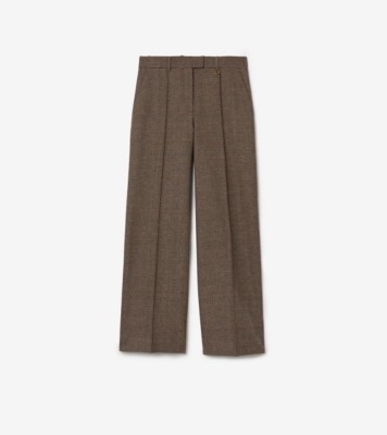 Burberry チェック ウールリネンブレンド テーラードトラウザー (ソープベージュ／ブラウン) - ウィメンズ | Burberry®公式サイト