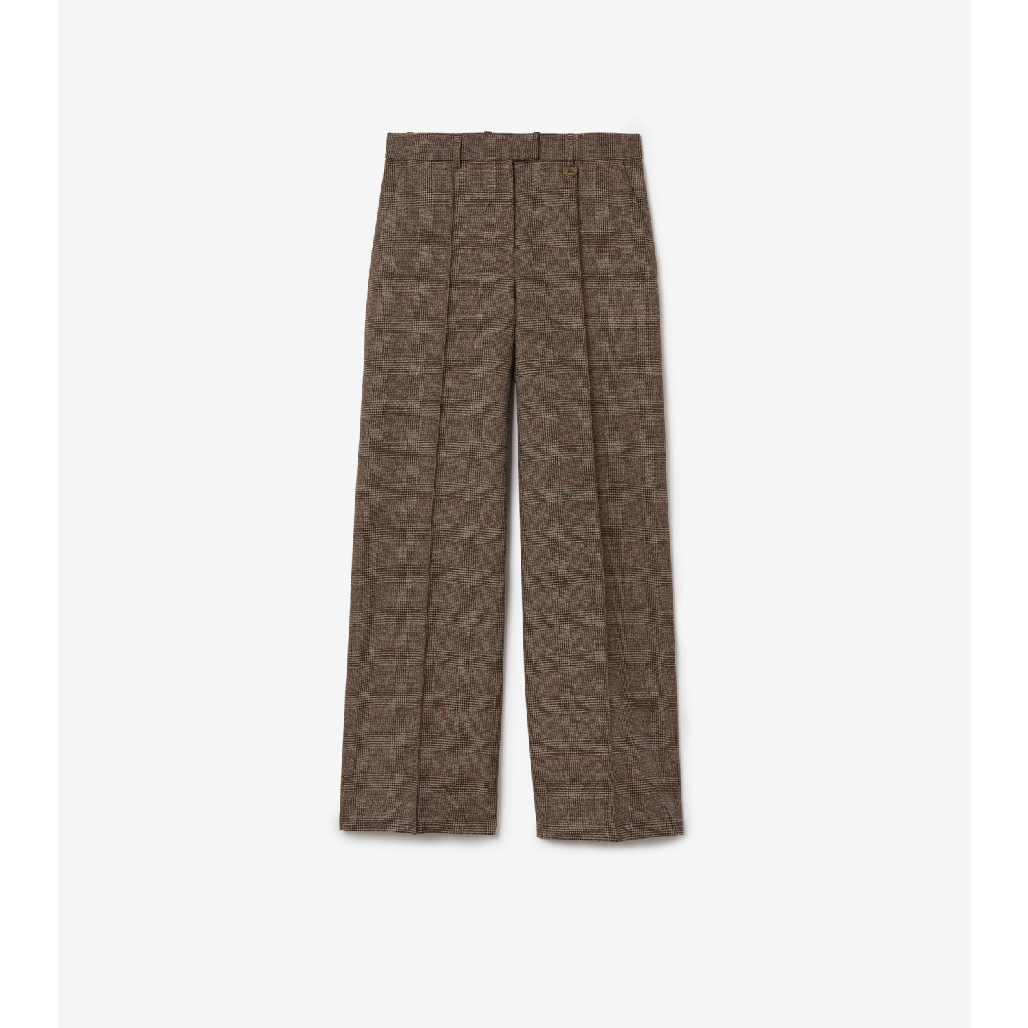 Check Wool Linen Blend Tailored Trousers
