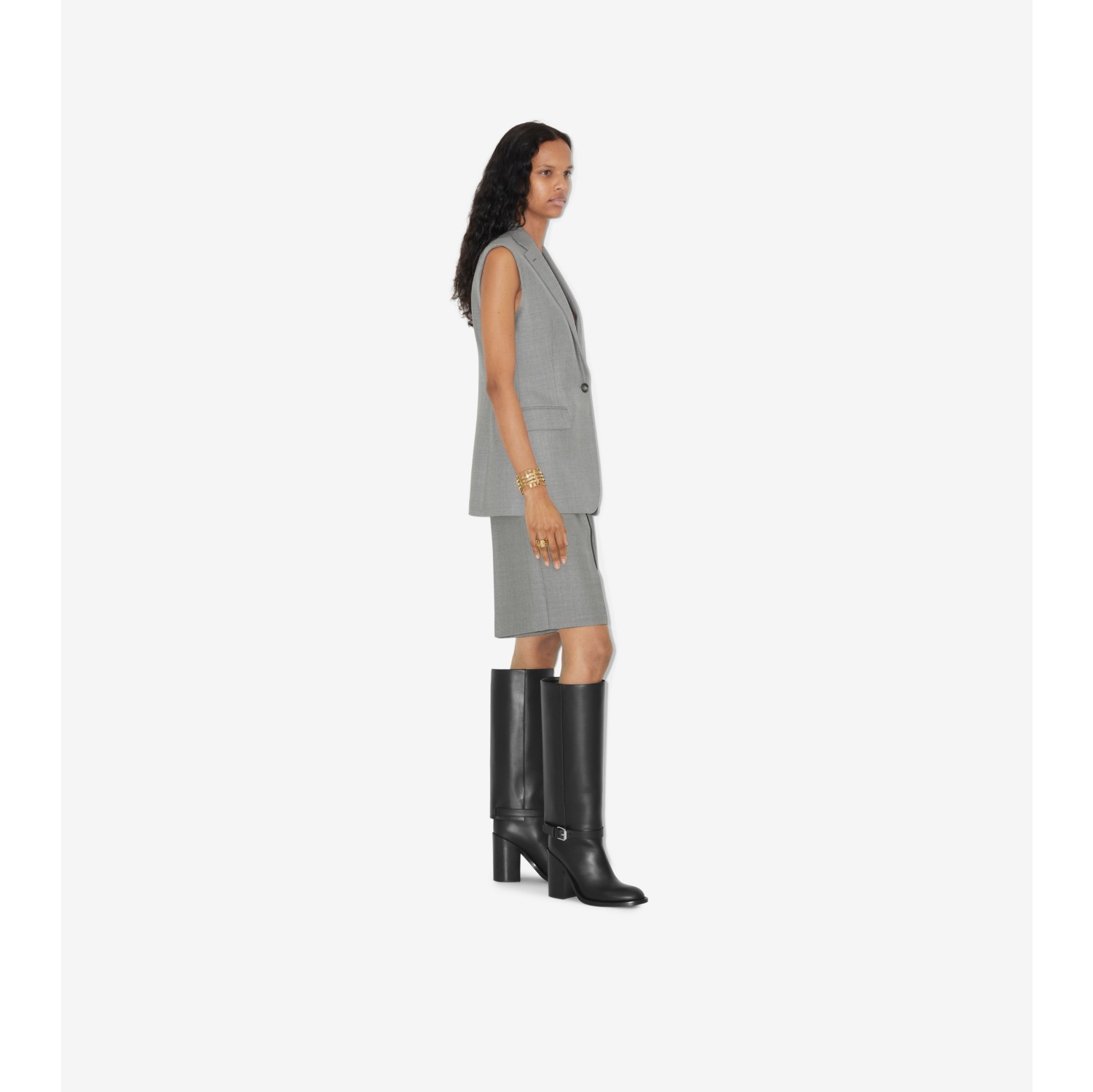 Veste tailleur sans manches en laine (Camaïeu De Gris Clairs) - Femme | Site officiel Burberry®