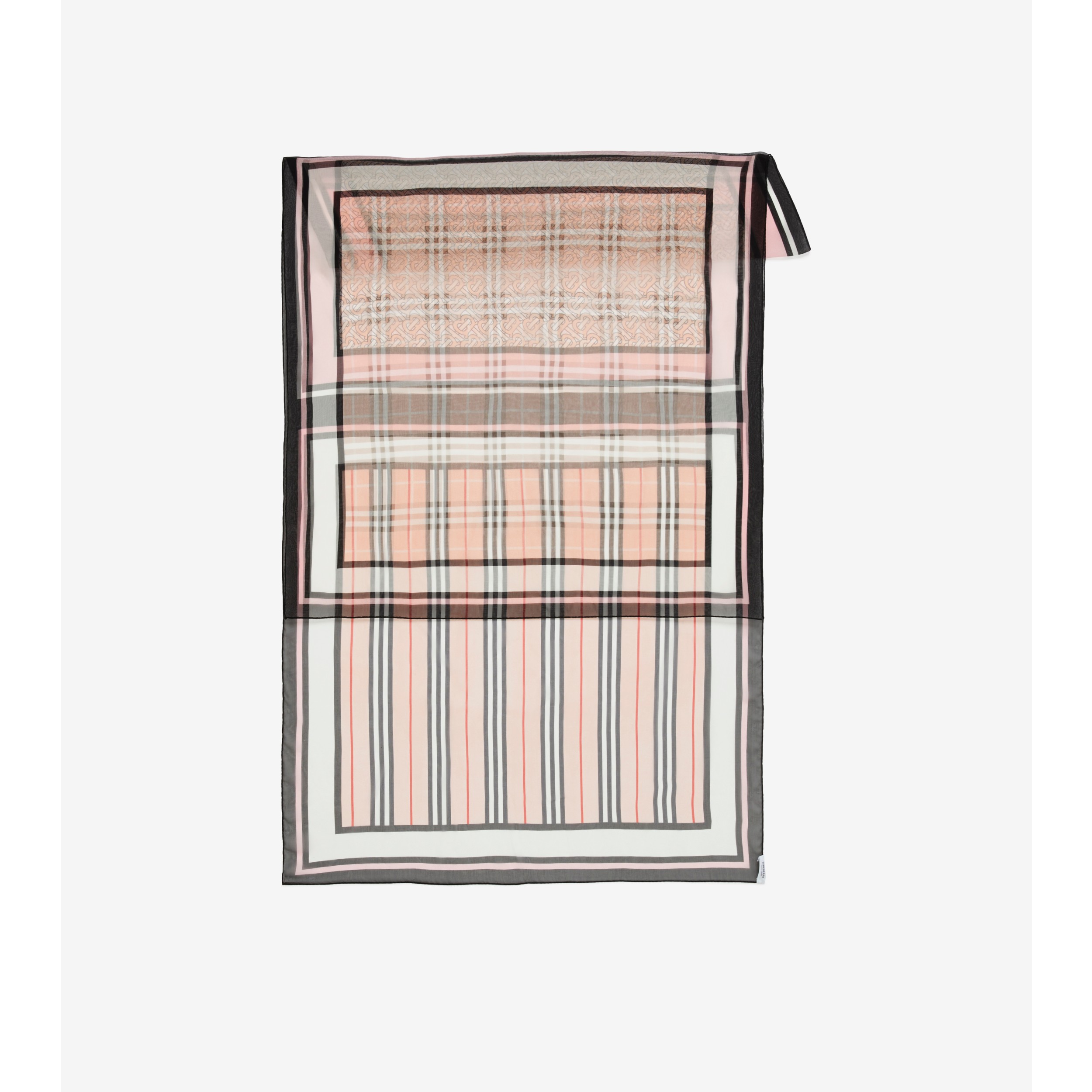 Burberry Checked Wool And Silk Scarf in Metallic