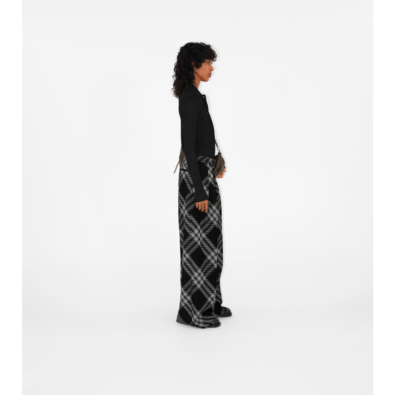 Rib Knit Shirt in Black Women, Technical Burberry® Official