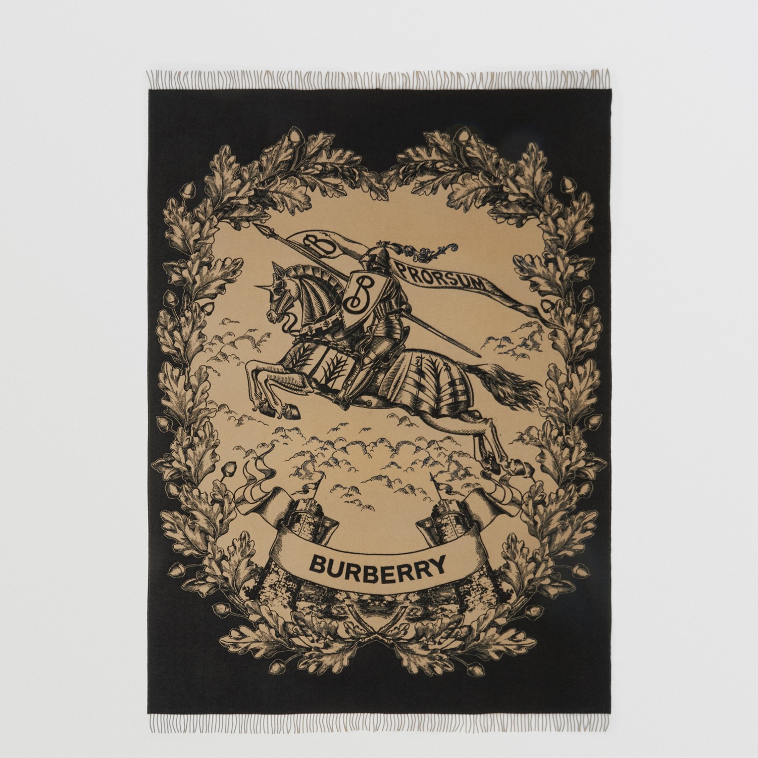 马术骑士图案羊绒混纺毛毯 (典藏米色) - 女士 | Burberry® 博柏利官网