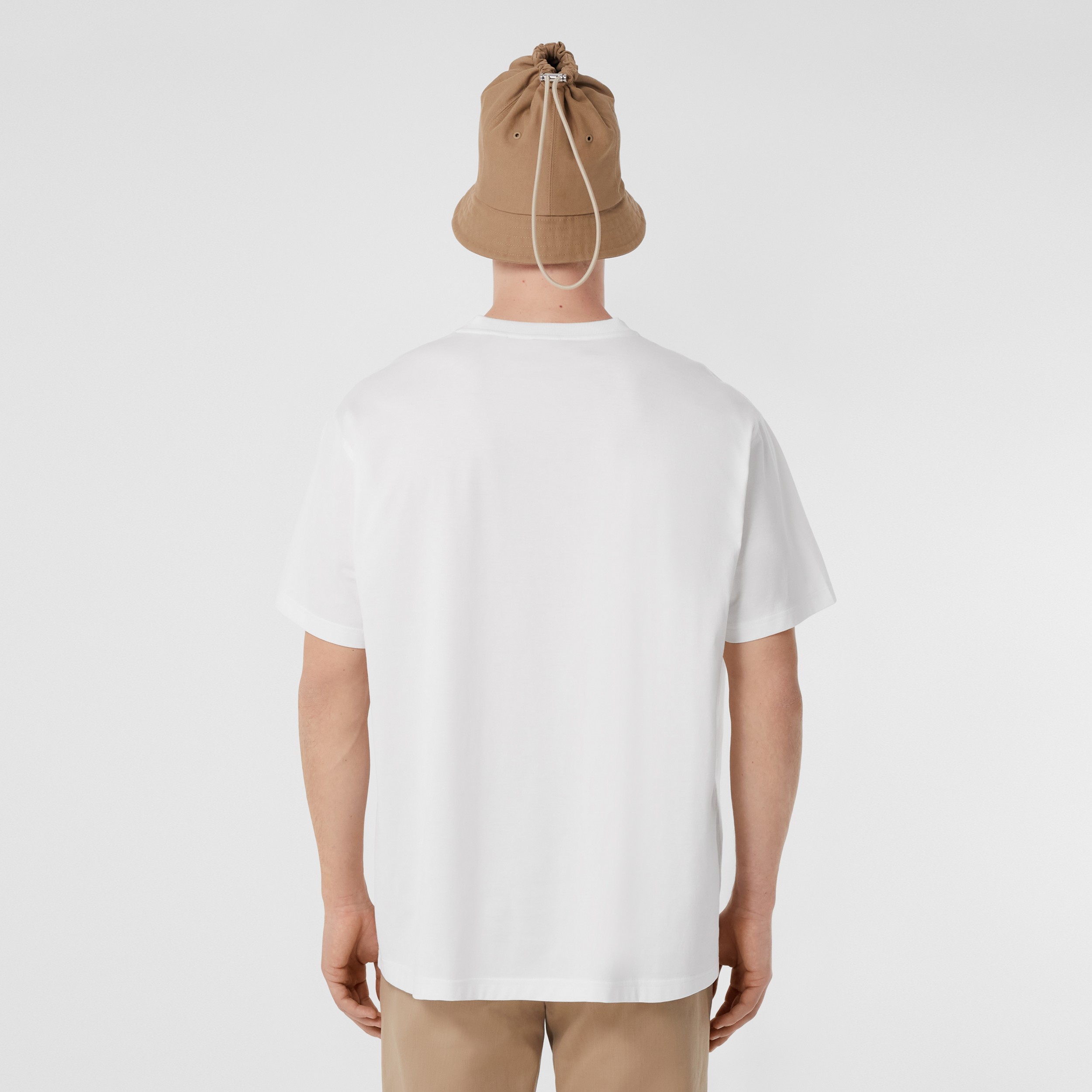 Logo Print Cotton Oversized T-shirt in White - Men | Burberry® Official - 3