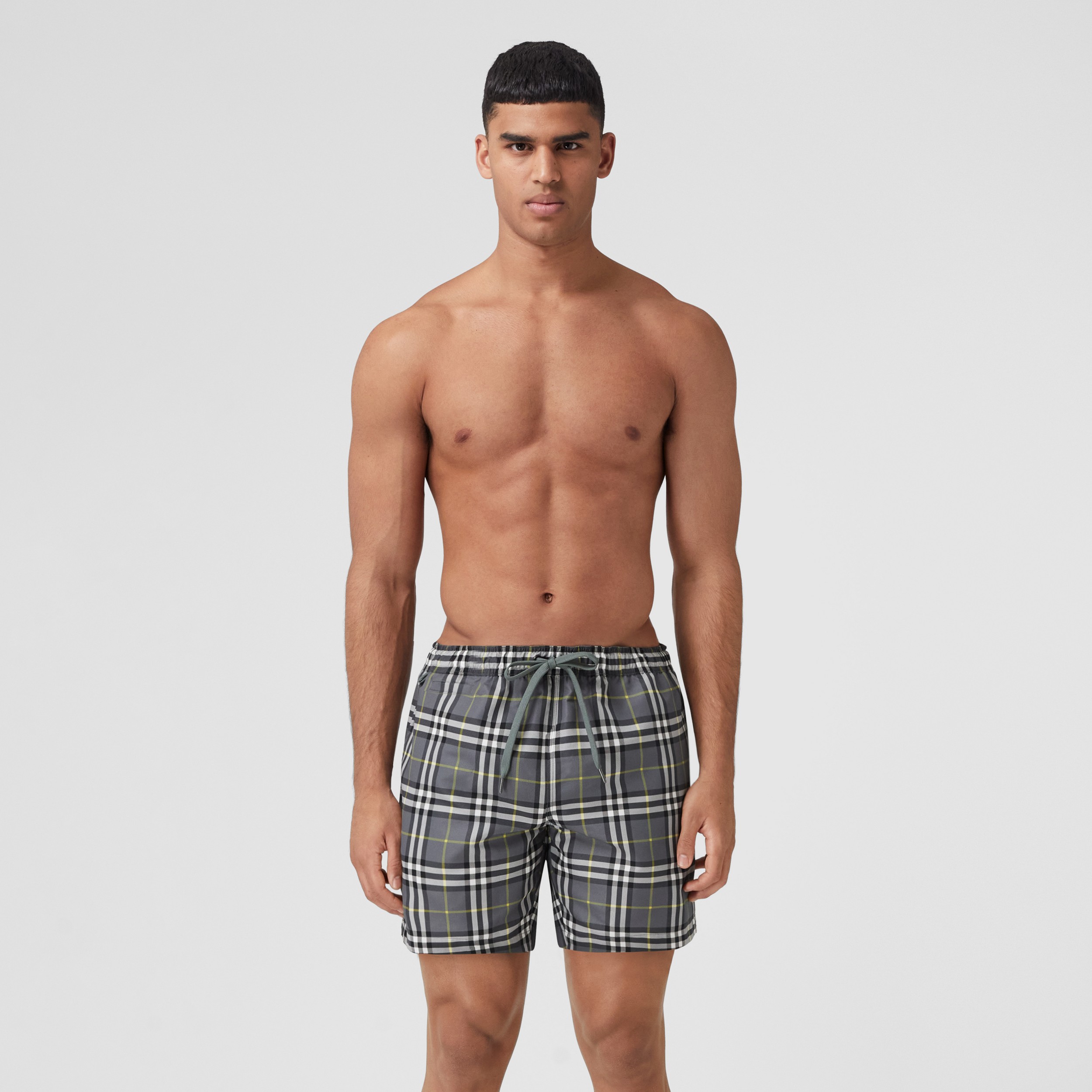 Check Drawcord Swim Shorts in Storm Grey - Men | Burberry® Official - 3