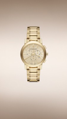 burberry round leather strap watch 38mm