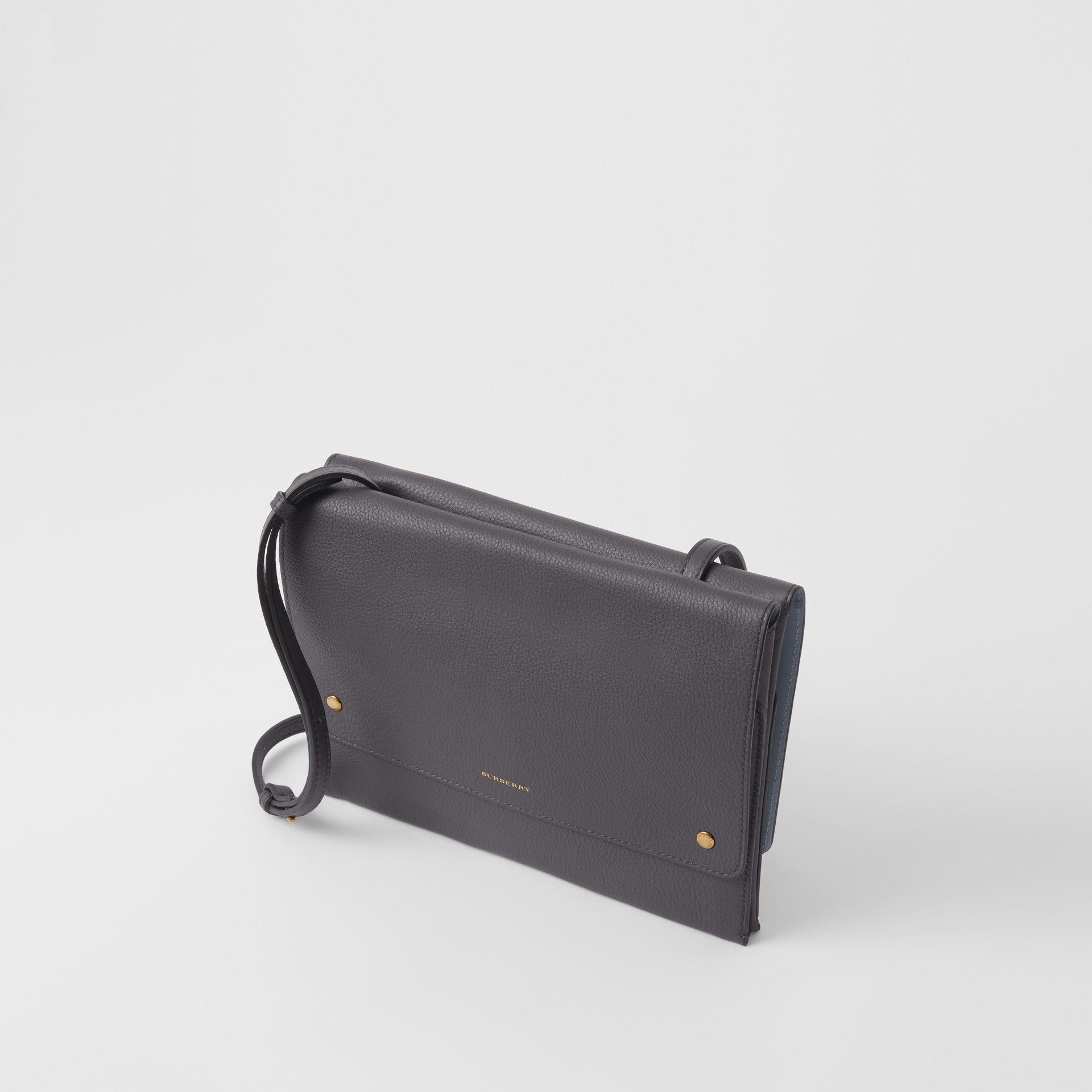 Leather Envelope Crossbody Bag in Charcoal Grey - Women | Burberry Australia