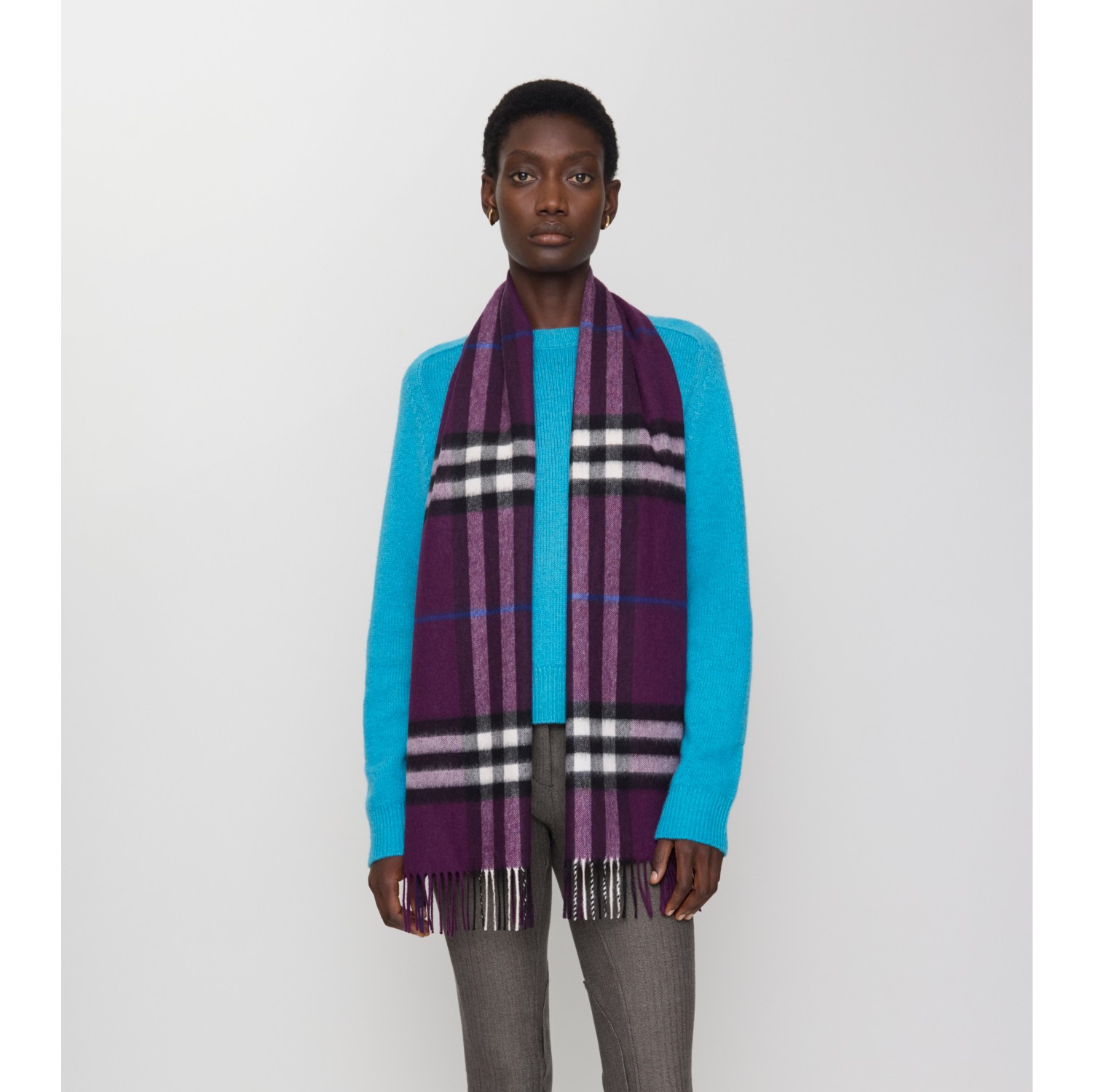 Check Cashmere Scarf in Pansy | Burberry® Official