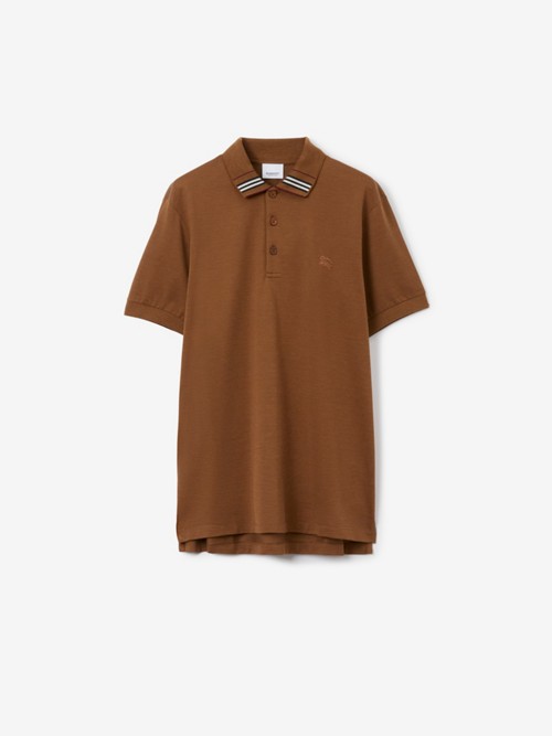 Burberry Cotton Silk Polo Shirt In Brown