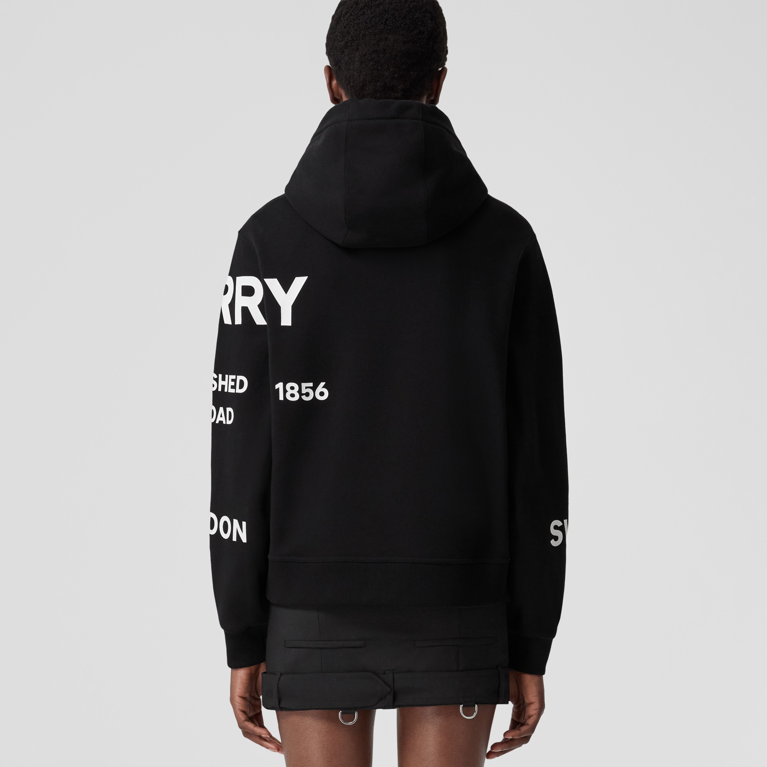 Sudadera extragrande en algodón con capucha y estampado Horseferry (Negro) - Mujer | Burberry® oficial - 3