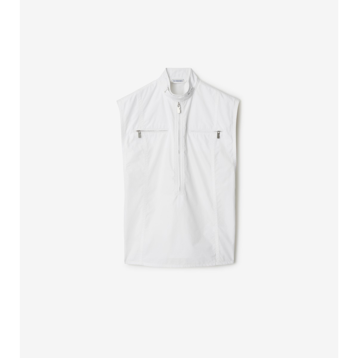 Burberry High Neck Cotton Vest In White