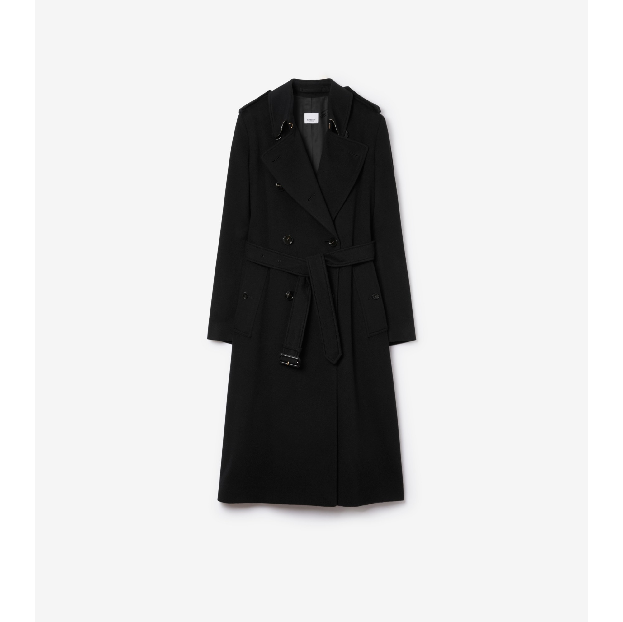 Long Cashmere Blend Kensington Trench Coat in Black Women Burberry Official