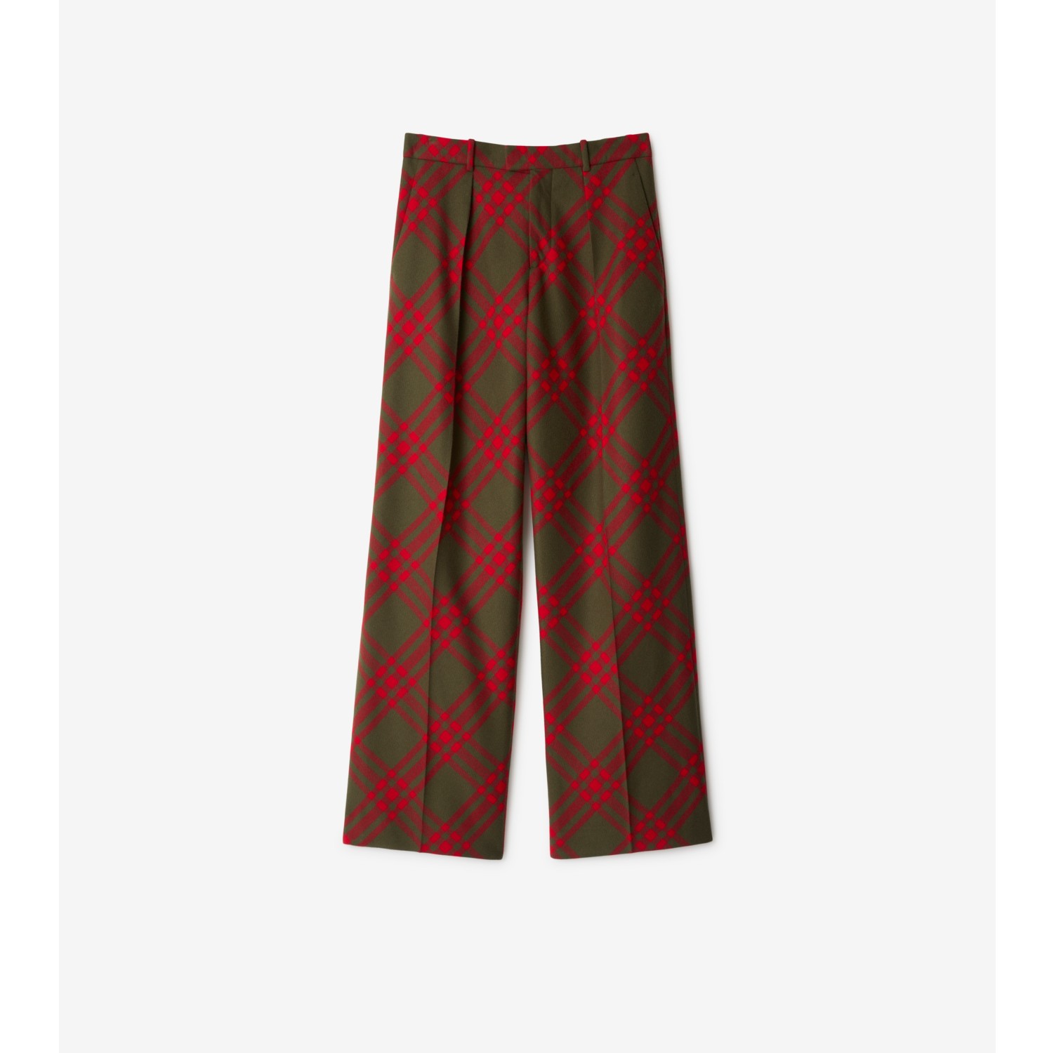 Check Wool Tailored Trousers in Loch Men Burberry Official